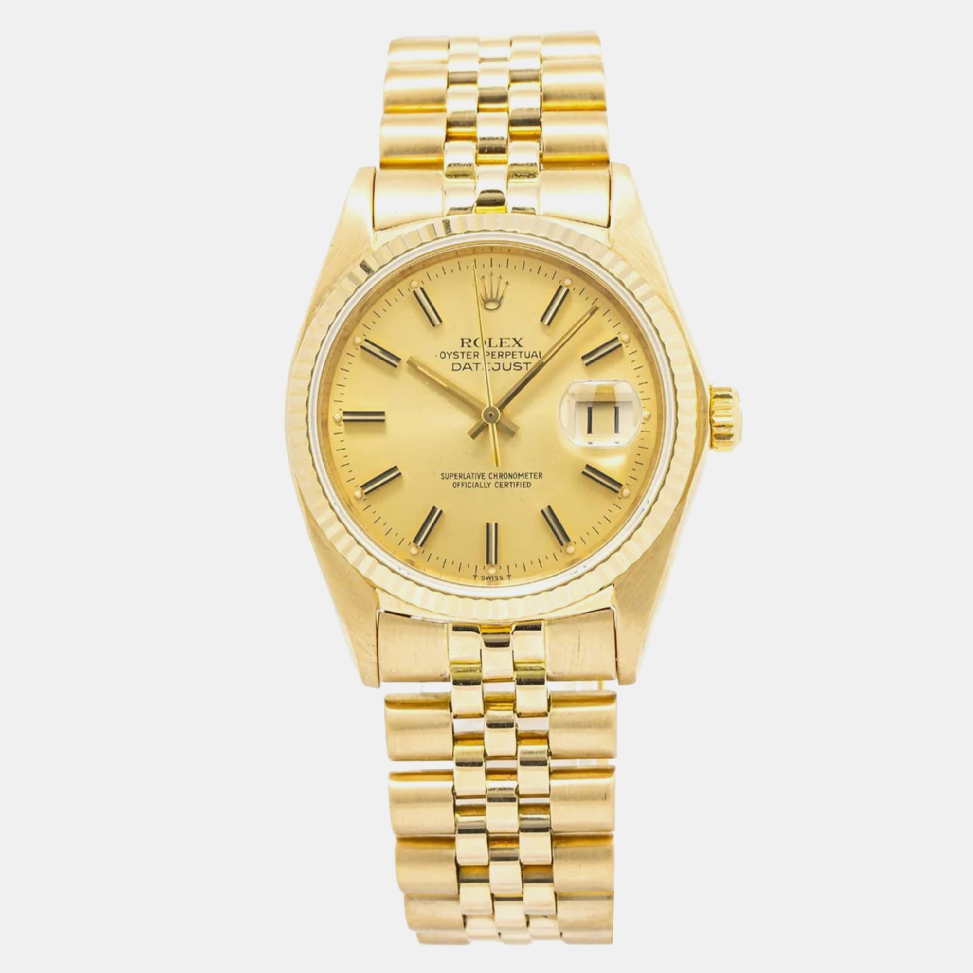 

Rolex DateJust 16018 Automatic Champagne 18K Yellow Gold Men's Wristwatch