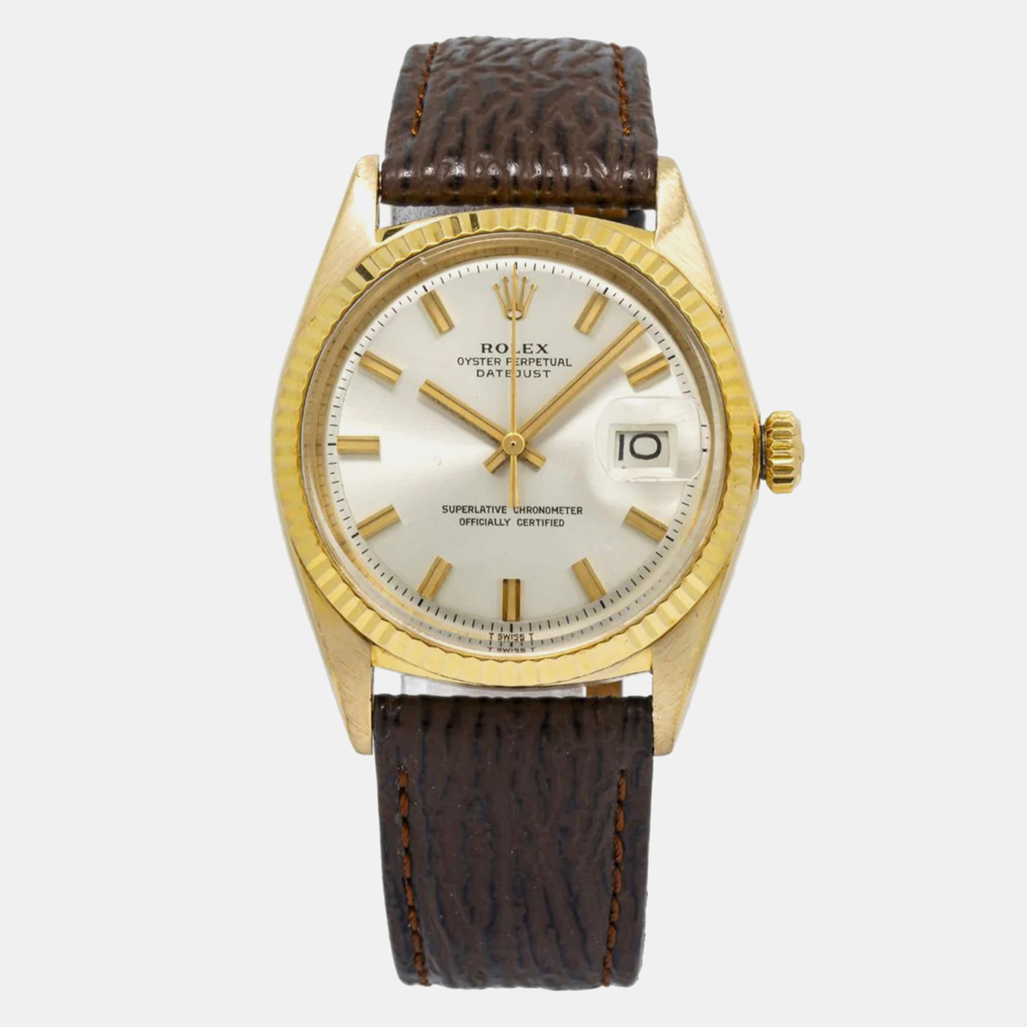 

Rolex Datejust 1601 Automatic Silver 18K Yellow Gold Men's Wristwatch