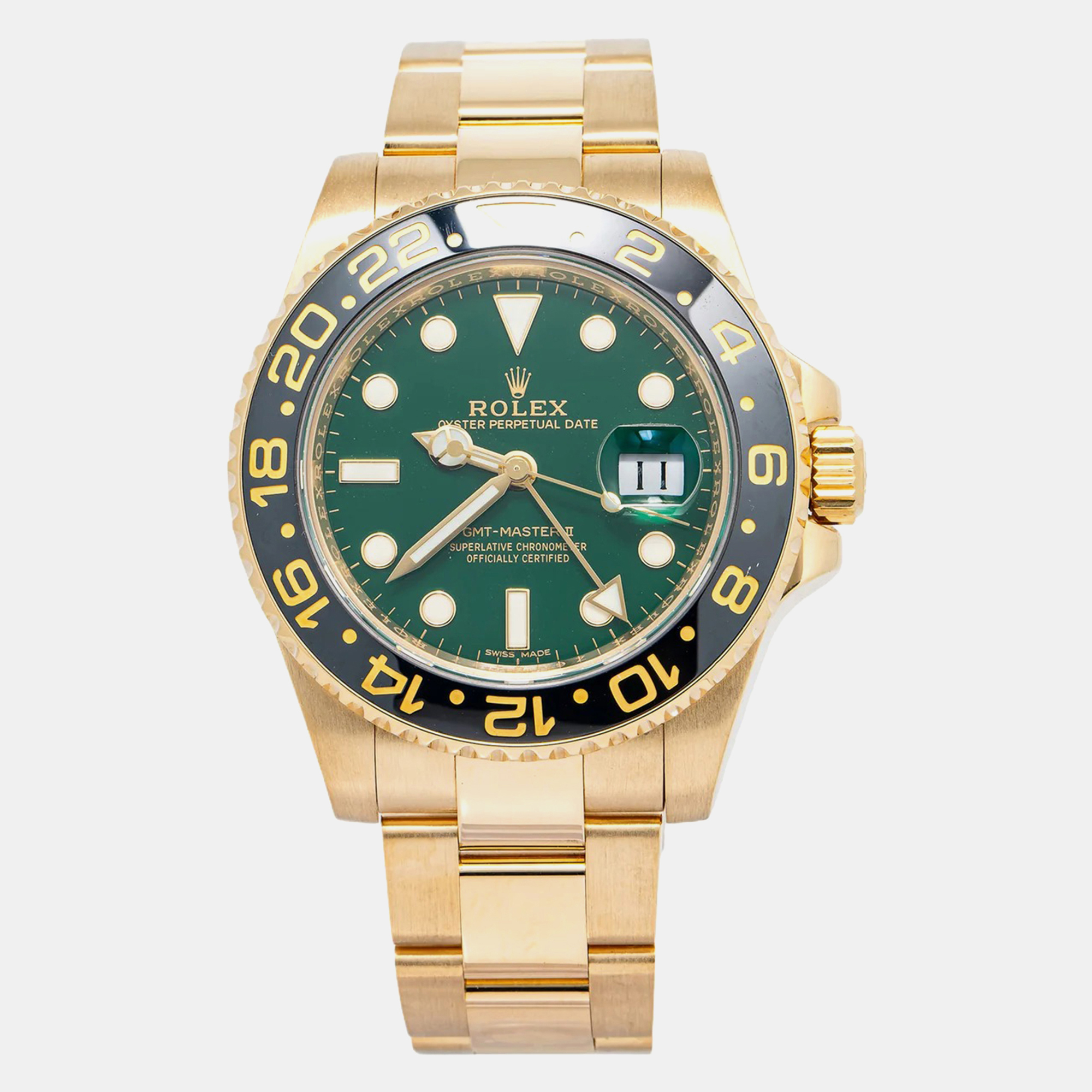 Rolex GMT-Master II 116718 Automatic Green 18k Yellow Gold Men’s Wristwatch 40mm