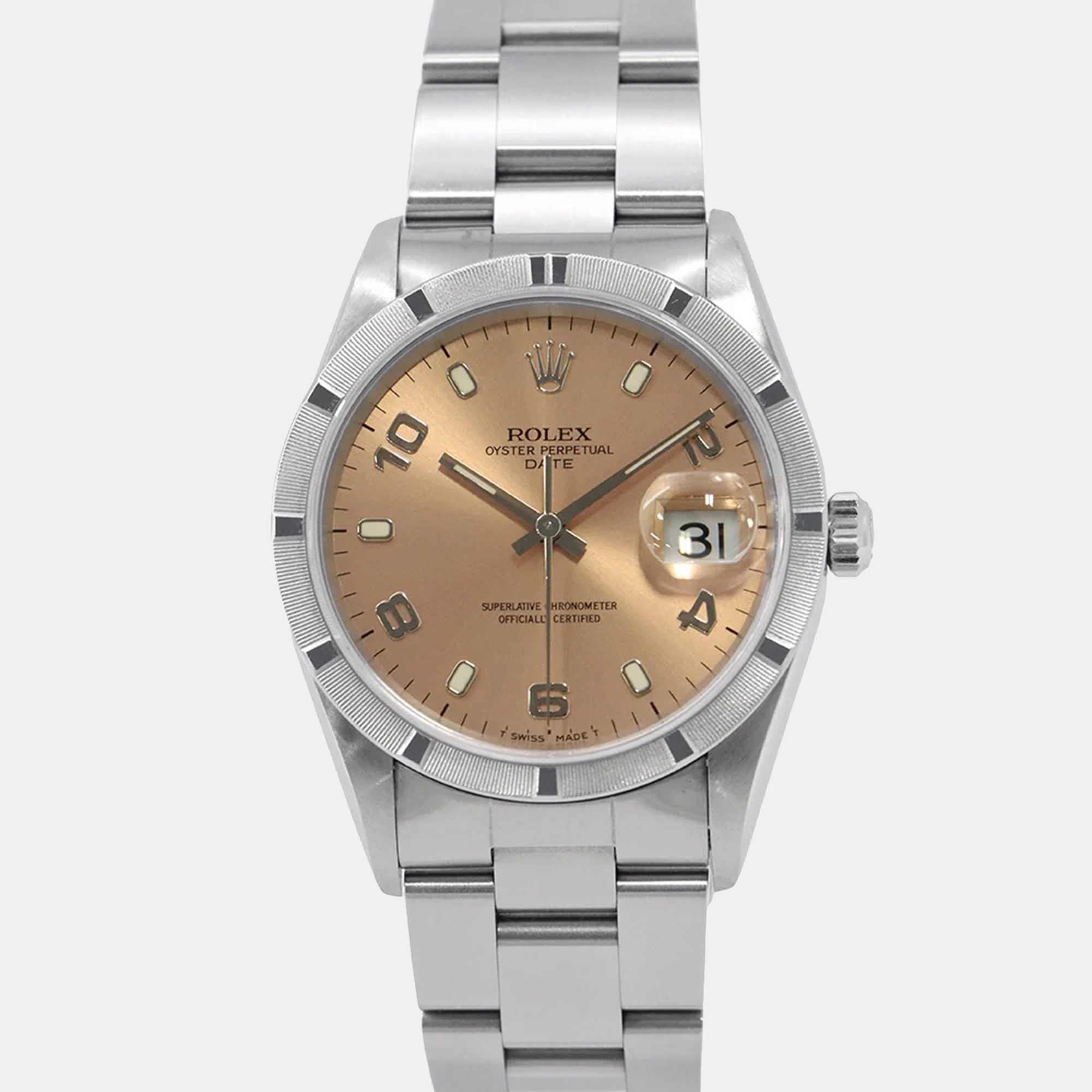 

Rolex Oyster Perpetual 15210 Automatic Pink Stainless Steel Men's Wristwatch 34 mm