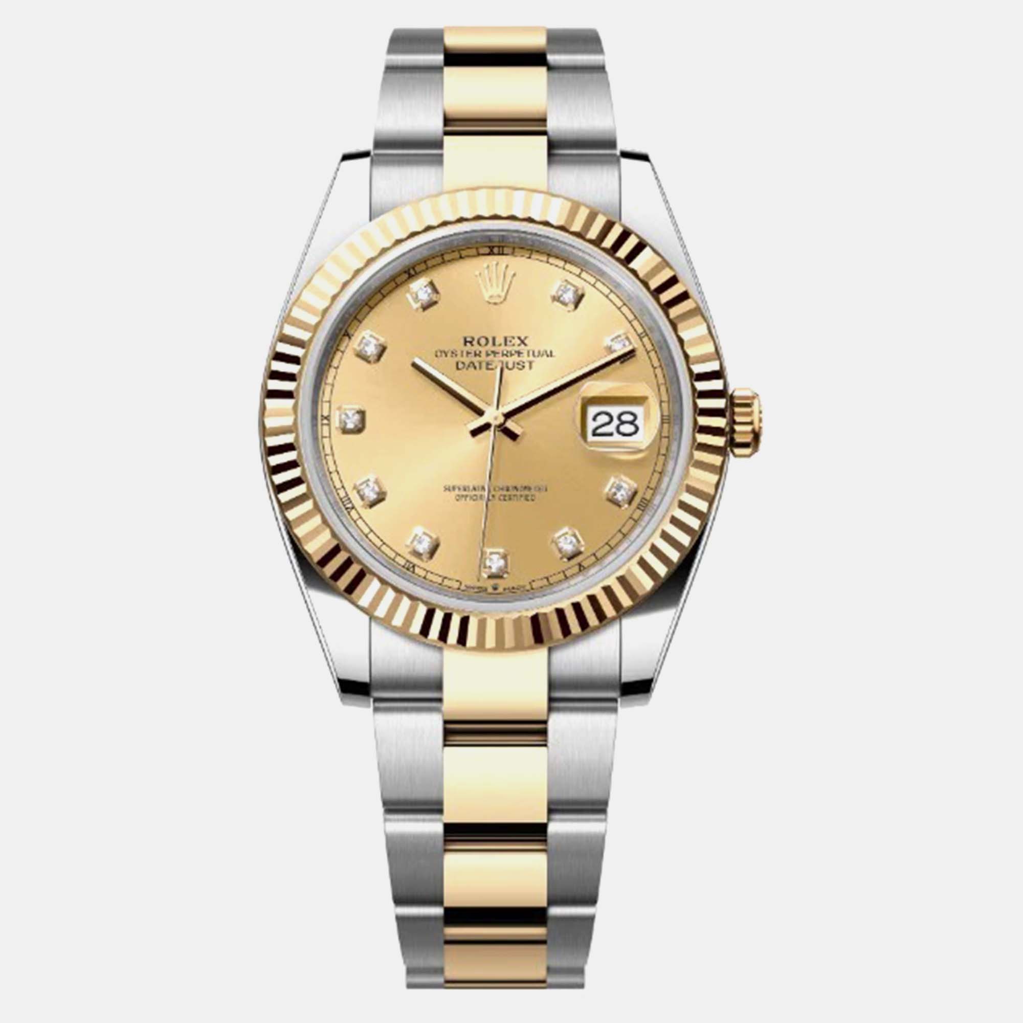 Rolex Datejust 126333 Automatic Gold 18k Yellow Gold Stainless Steel Diamonds Men’s Wristwatch 41mm