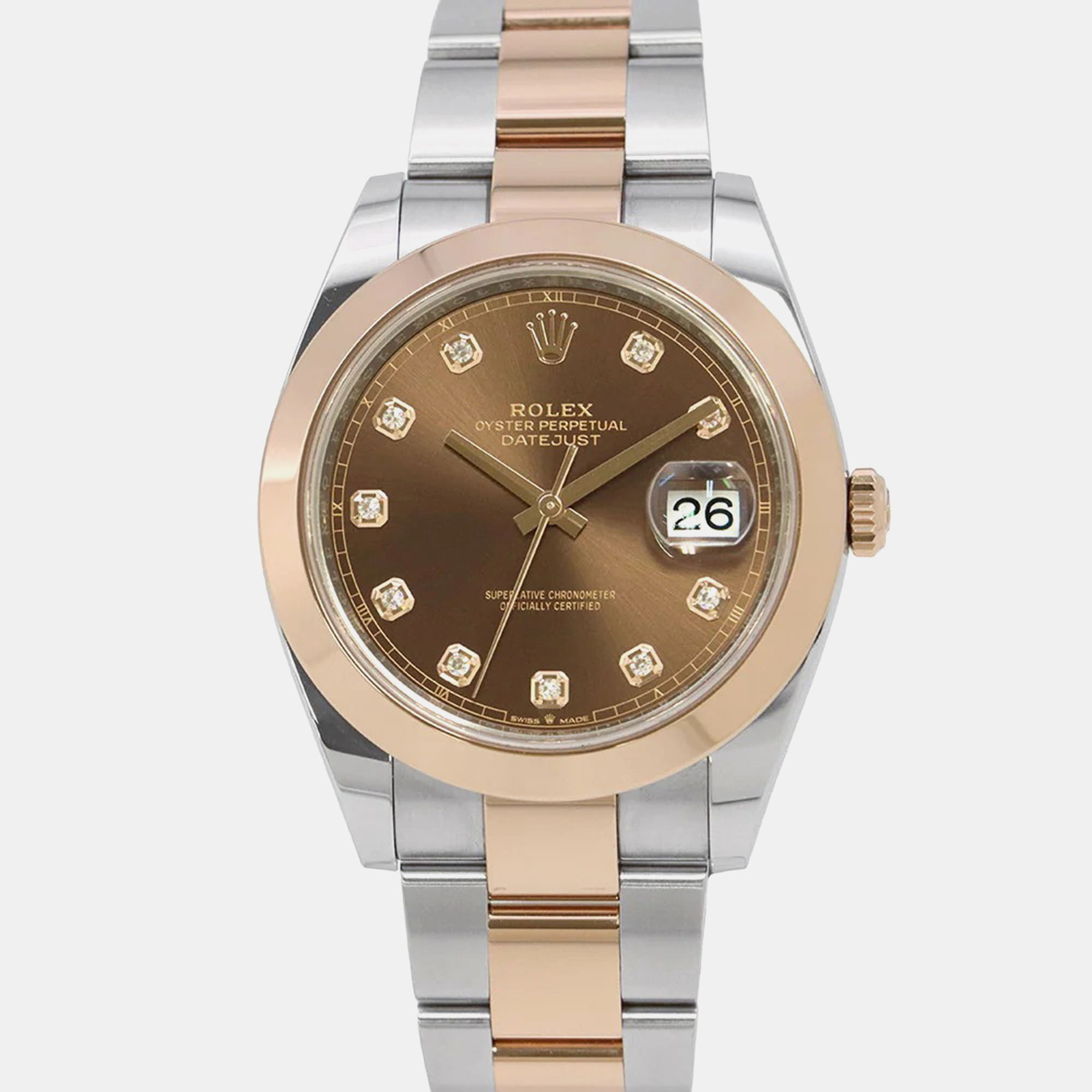 

Rolex Datejust 126301G Automatic Brown 18k Rose Gold Stainless Steel Diamond Men's Wristwatch 41 mm