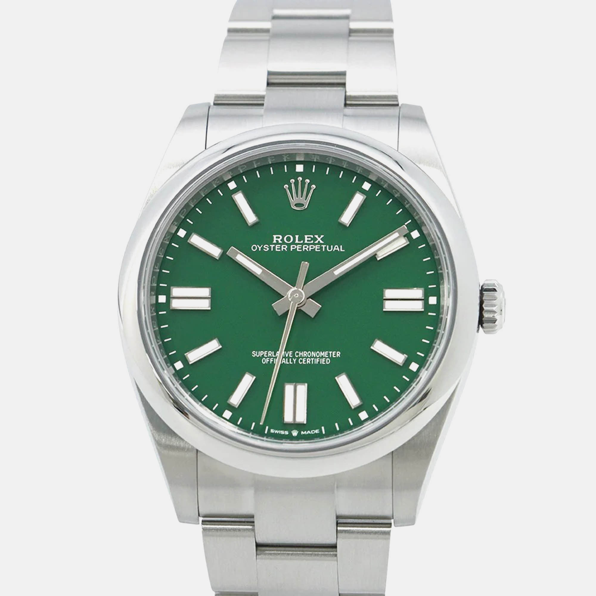 

Rolex Oyster Perpetual 124300 Automatic Green Stainless Steel Men's Wristwatch 41 mm