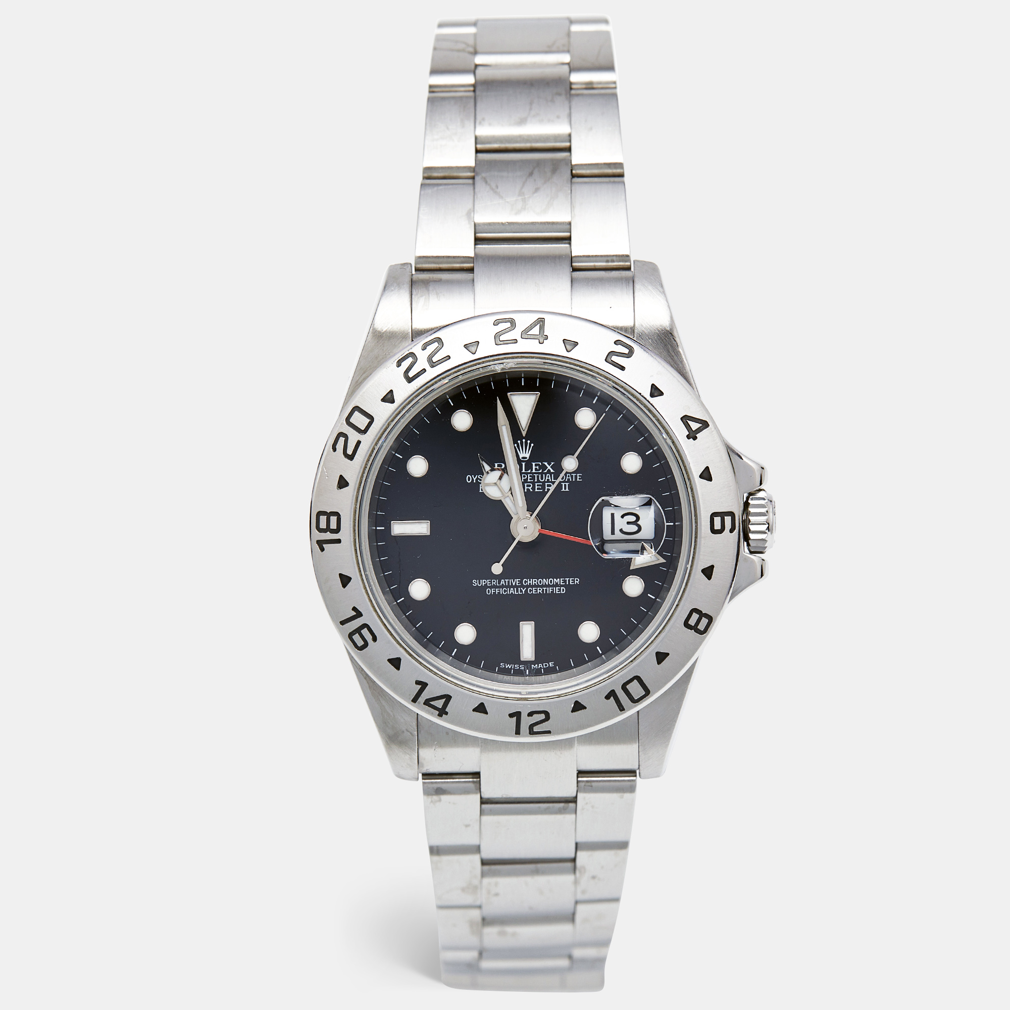 

Rolex Black Stainless Steel Explorer II, Silver