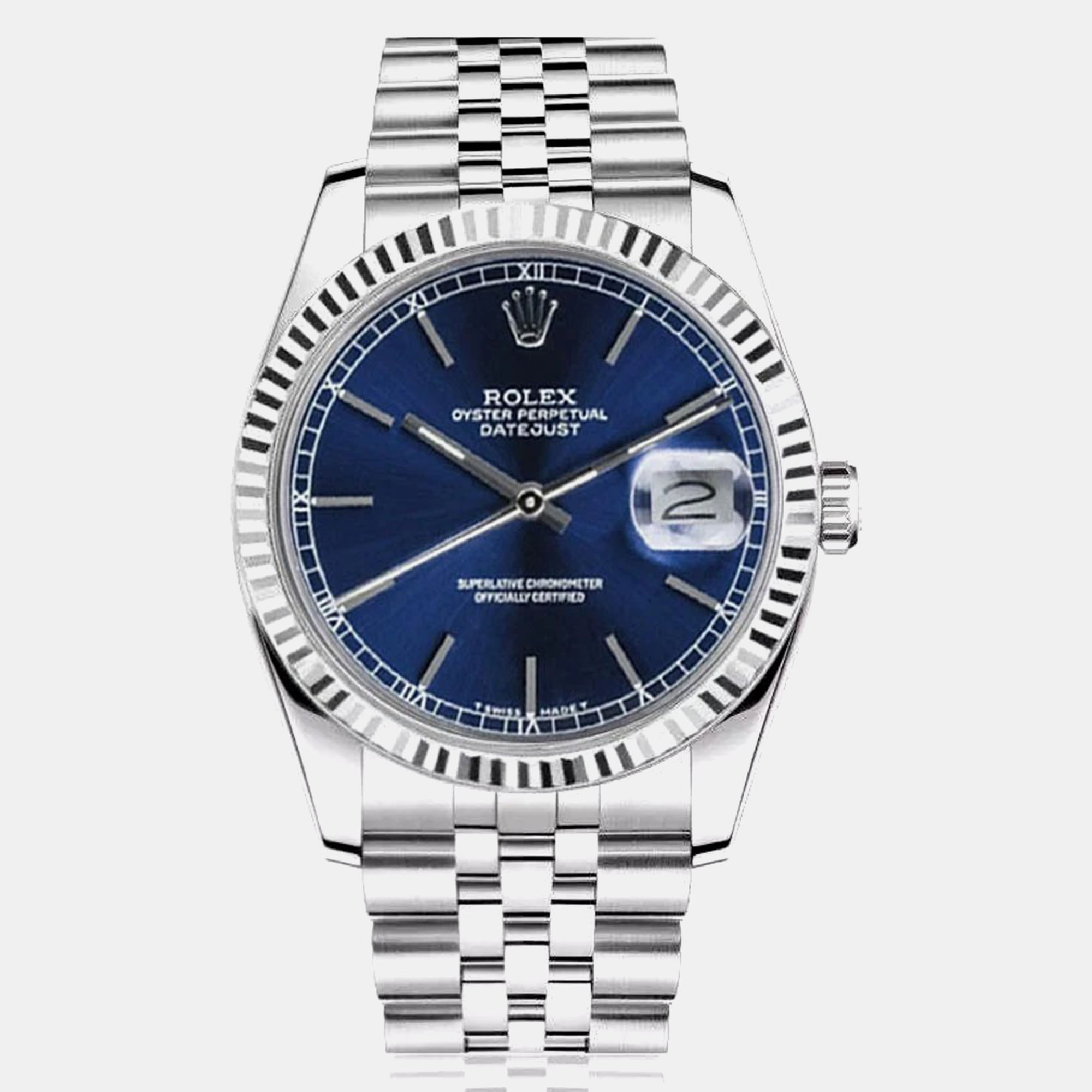

Rolex Datejust 16014 Automatic Blue Stainless Steel Men's Wristwatch 36 mm