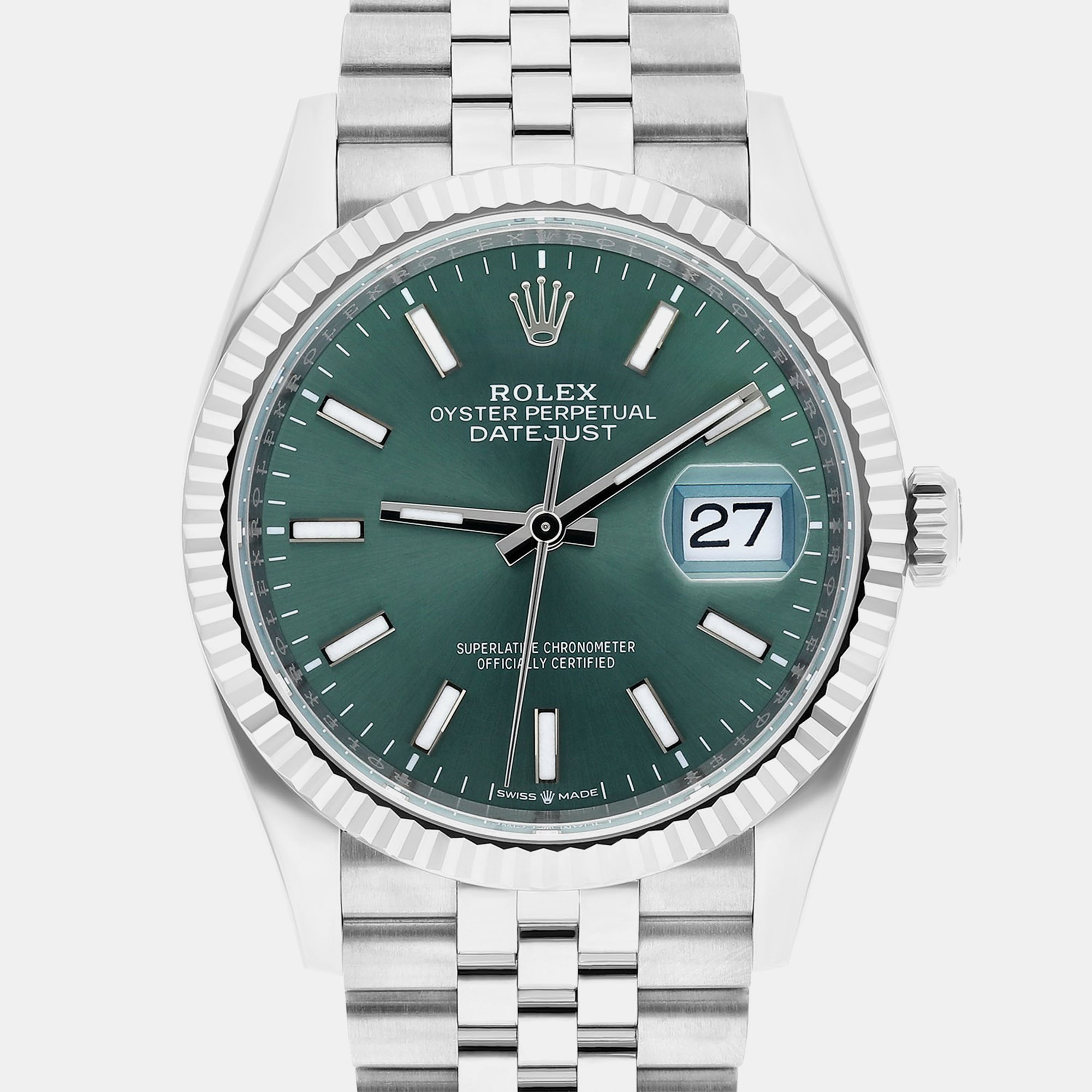 

Rolex Datejust 126234-0051 Automatic Green White Gold Stainless Steel Men's Wristwatch 36 mm
