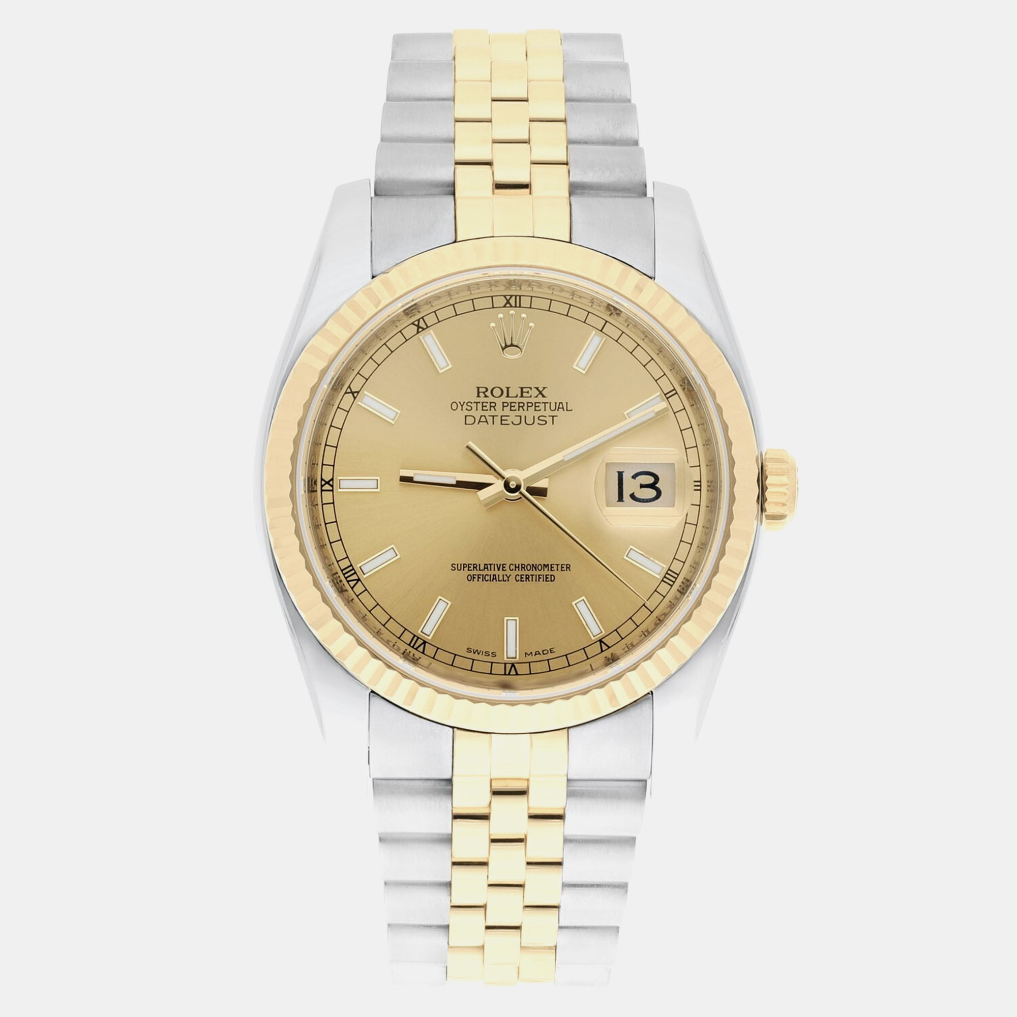 

Rolex Datejust 116233 Automatic Champagne 18k Yellow Gold Stainless Steel Men's Wristwatch 36 mm