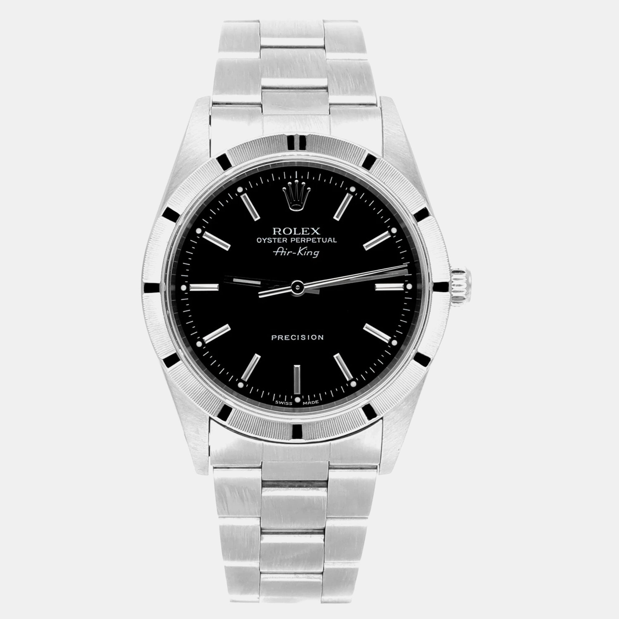 

Rolex Air-King 14010 Automatic Black Stainless Steel Men's Wristwatch 34 mm