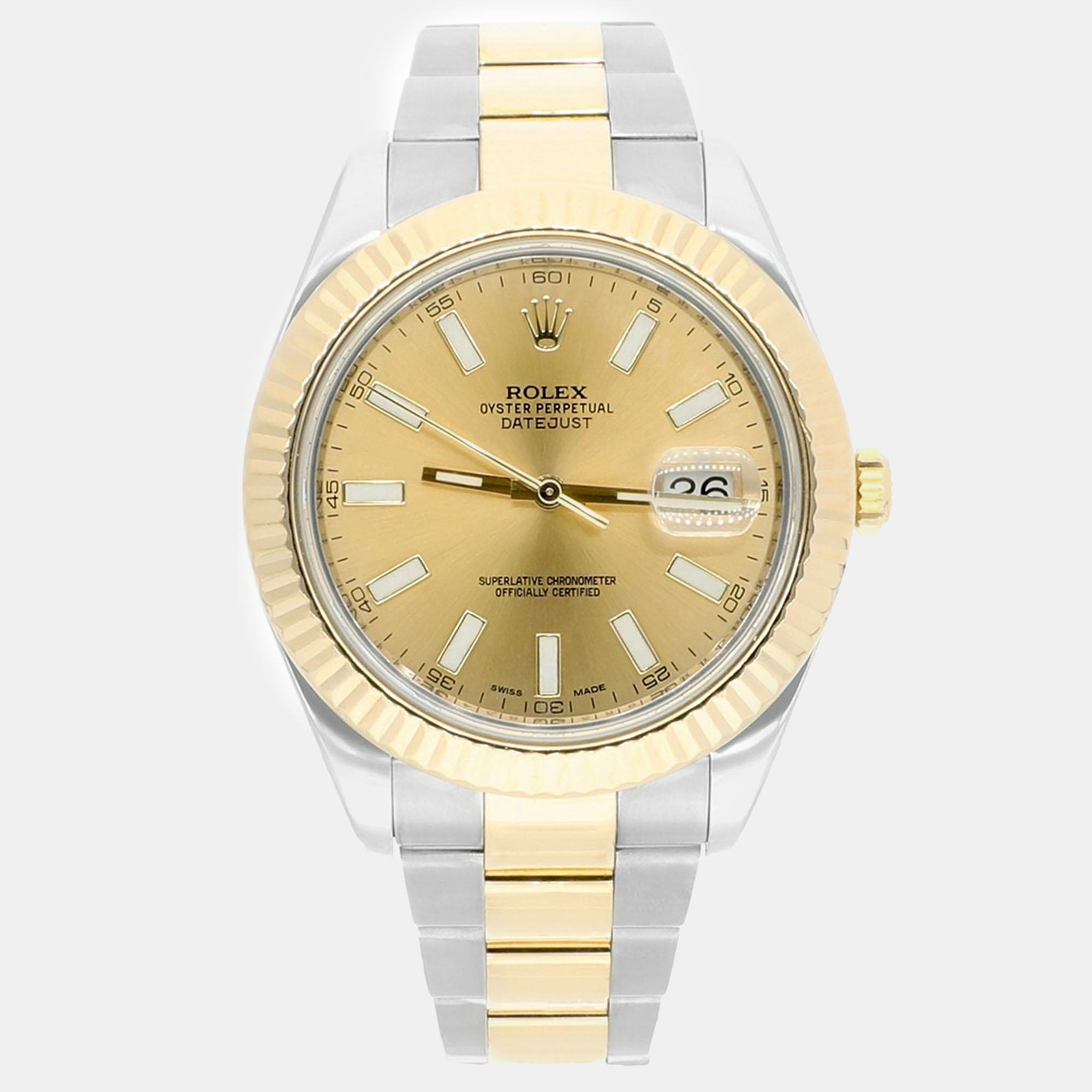 

Rolex Datejust II 116333 Automatic Champagne 18k Yellow Gold Stainless Steel Men's Wristwatch 41 mm