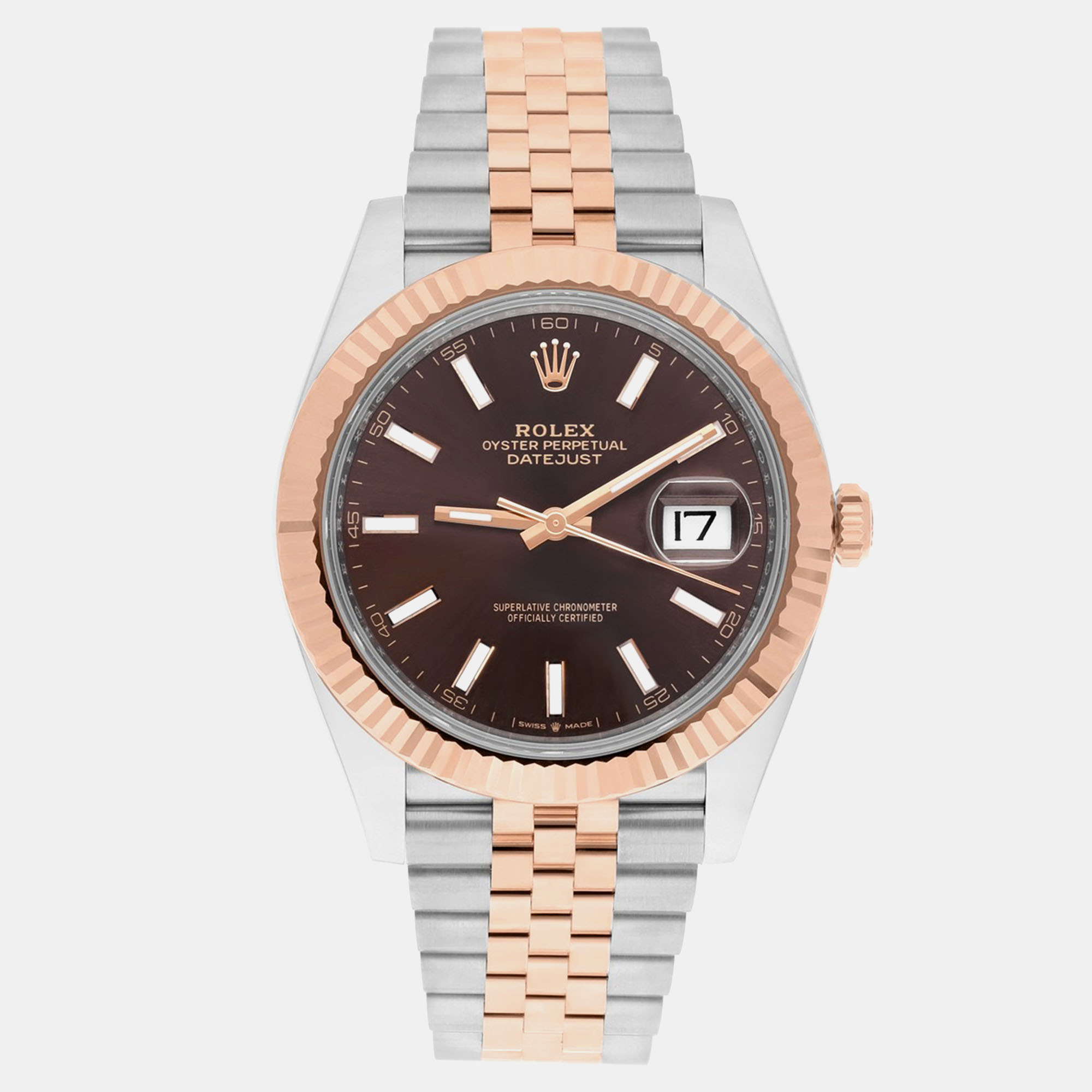 

Rolex Datejust 126331-0002 Automatic Chocolate 18k Rose Gold Stainless Steel Men's Wristwatch 41 mm, Brown