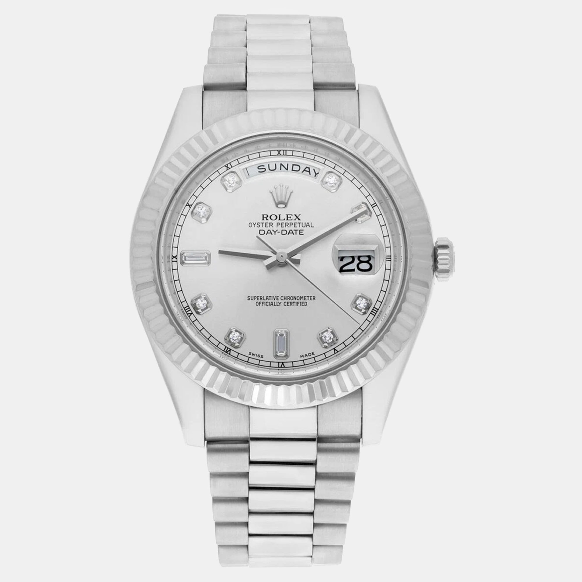 

Rolex Day-Date 218239-0006 Automatic Silver 18k White Gold Men's Wristwatch 41 mm