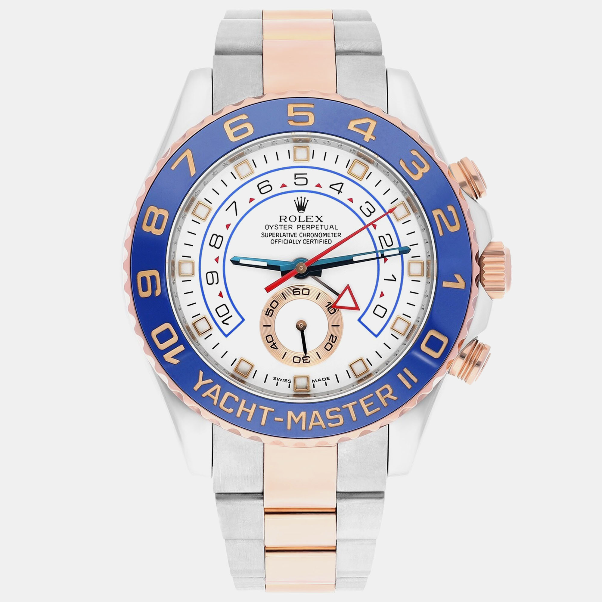Rolex Yacht-Master II 116681 Automatic White 18k Rose Gold Stainless Steel Men’s Wristwatch 44 mm