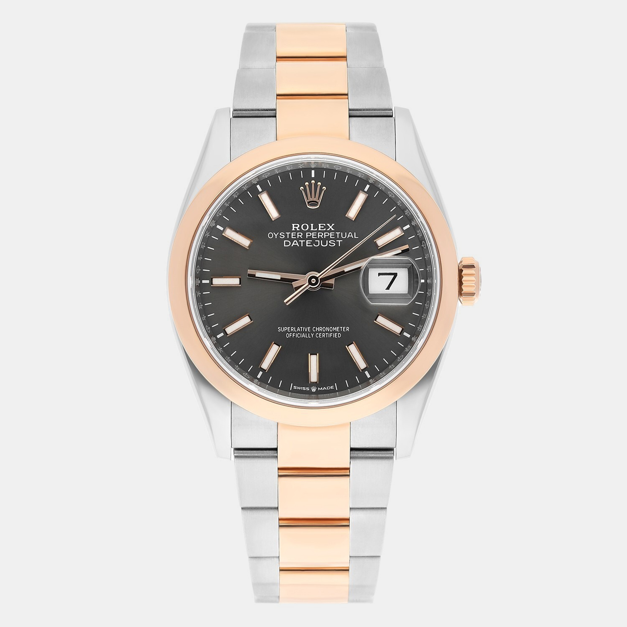 

Rolex Datejust 126201 Automatic Grey 18k Rose Gold Stainless Steel Men's Wristwatch 36 mm
