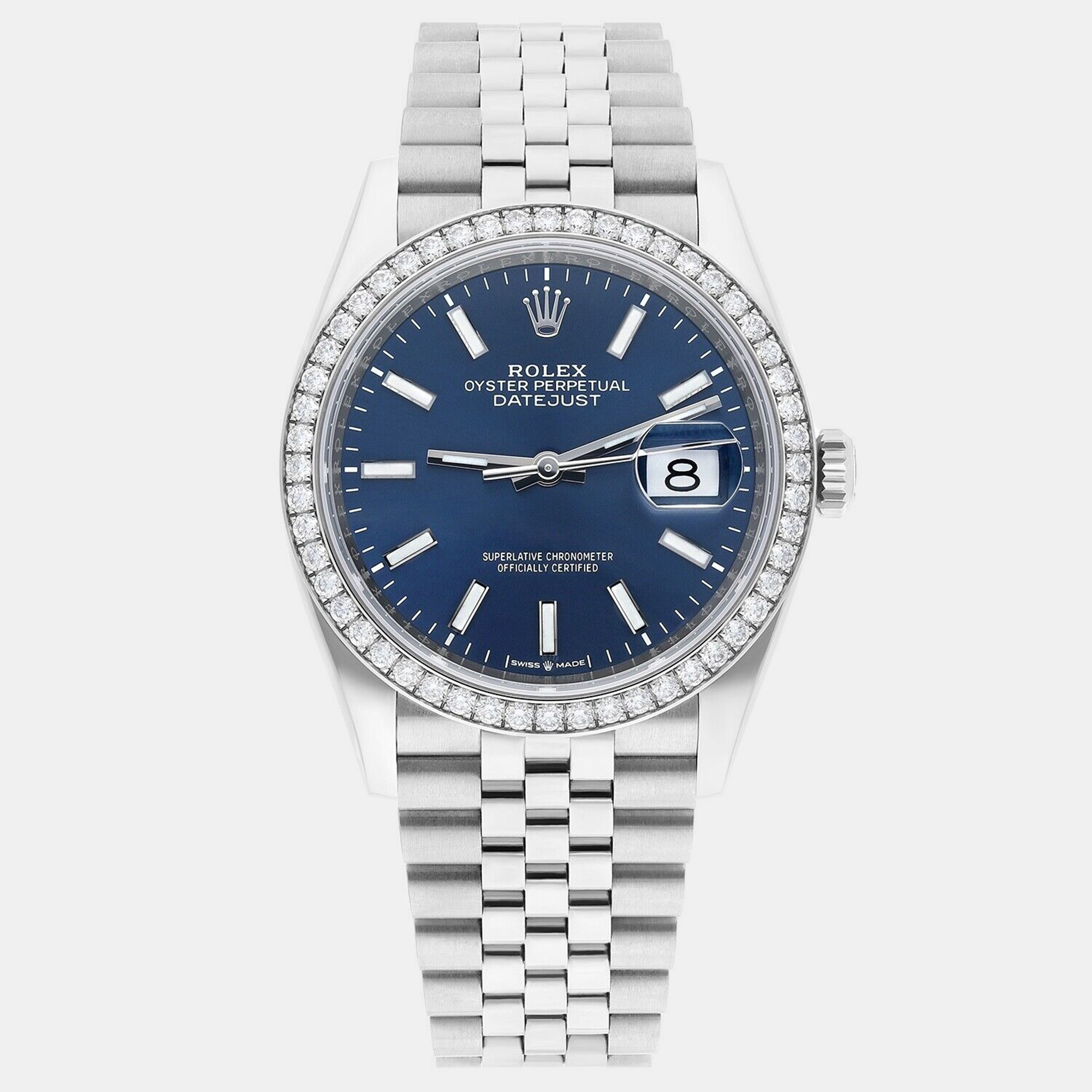 

Rolex Datejust 126284RBR Automatic Blue Stainless Steel Diamond Men's Wristwatch 36 mm