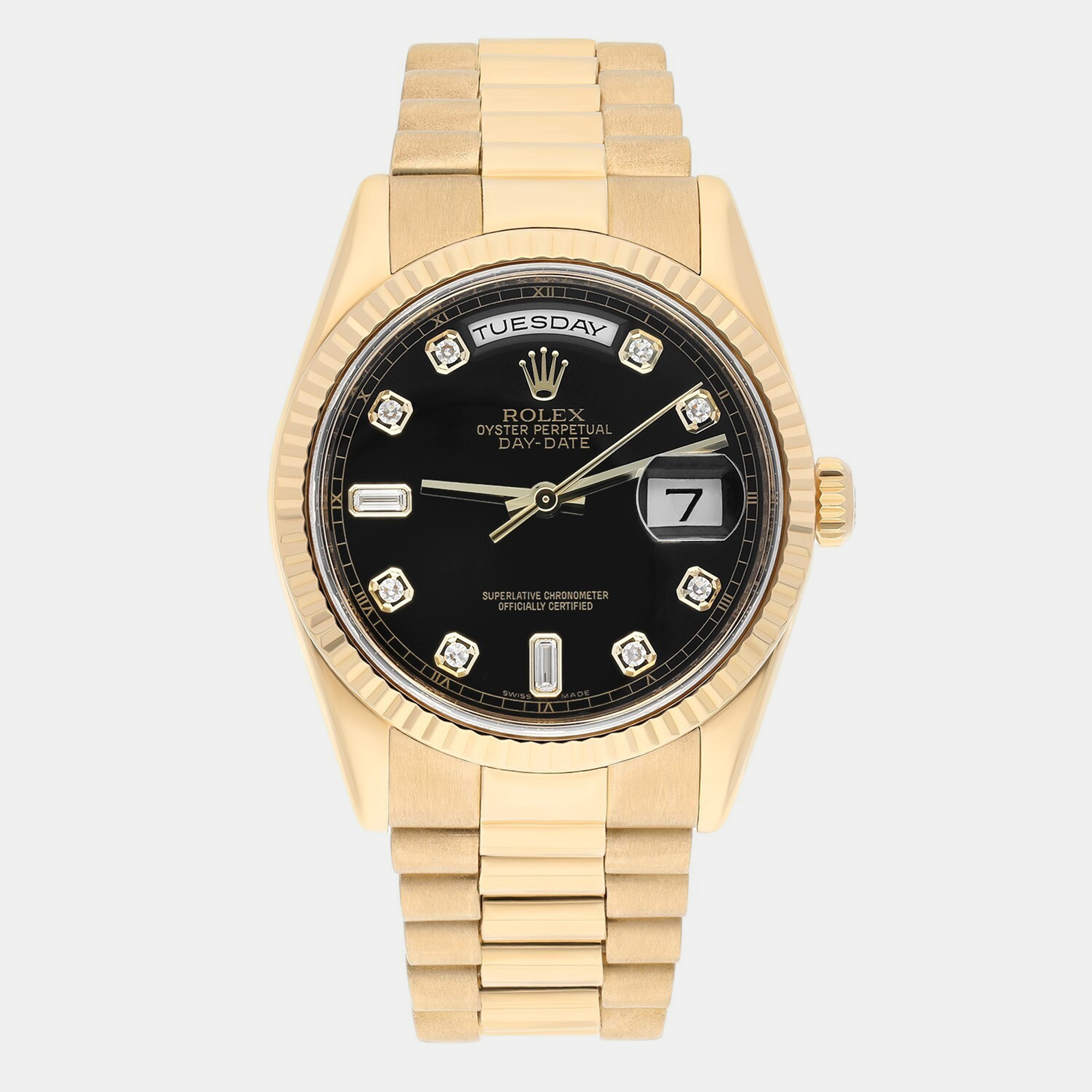 

Rolex Day-Date 118238 Automatic Black 18k Yellow Gold Men's Wristwatch 36 mm