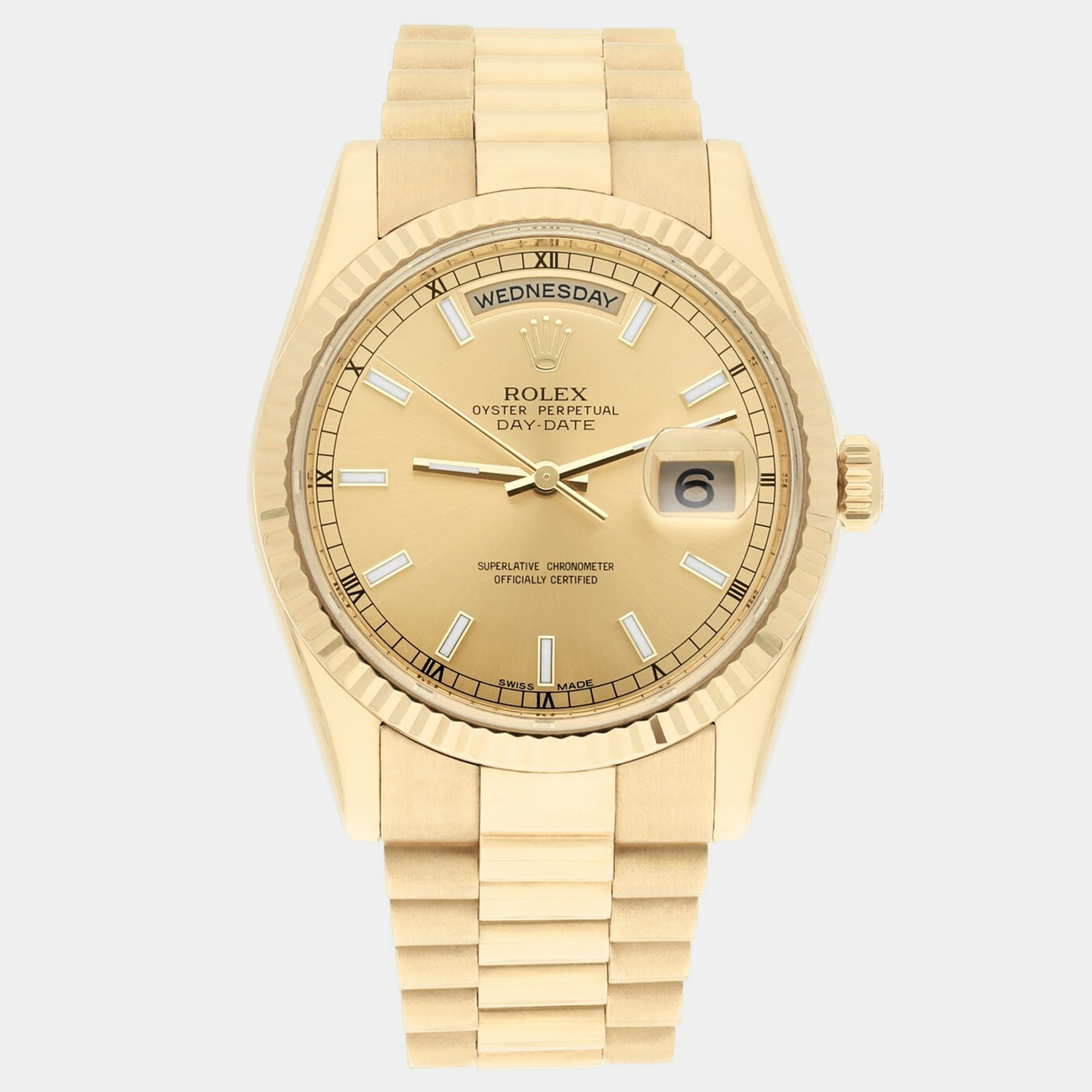 

Rolex Day-Date 118238 Automatic Champagne 18k Yellow Gold Men's Wristwatch 36 mm