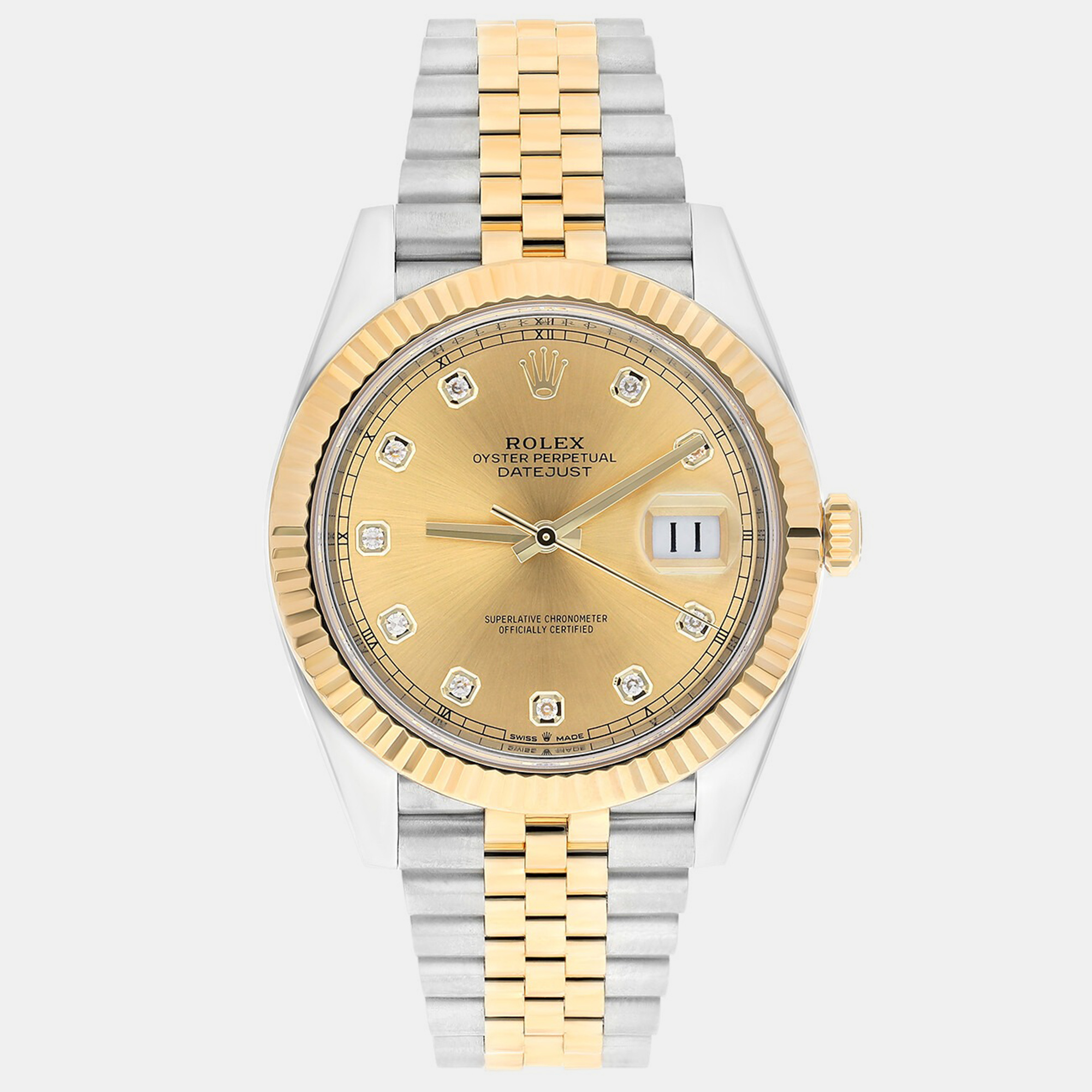 

Rolex Datejust 126333-0012 Automatic Champagne 18k Yellow Gold Stainless Steel Diamond Men's Wristwatch 41 mm