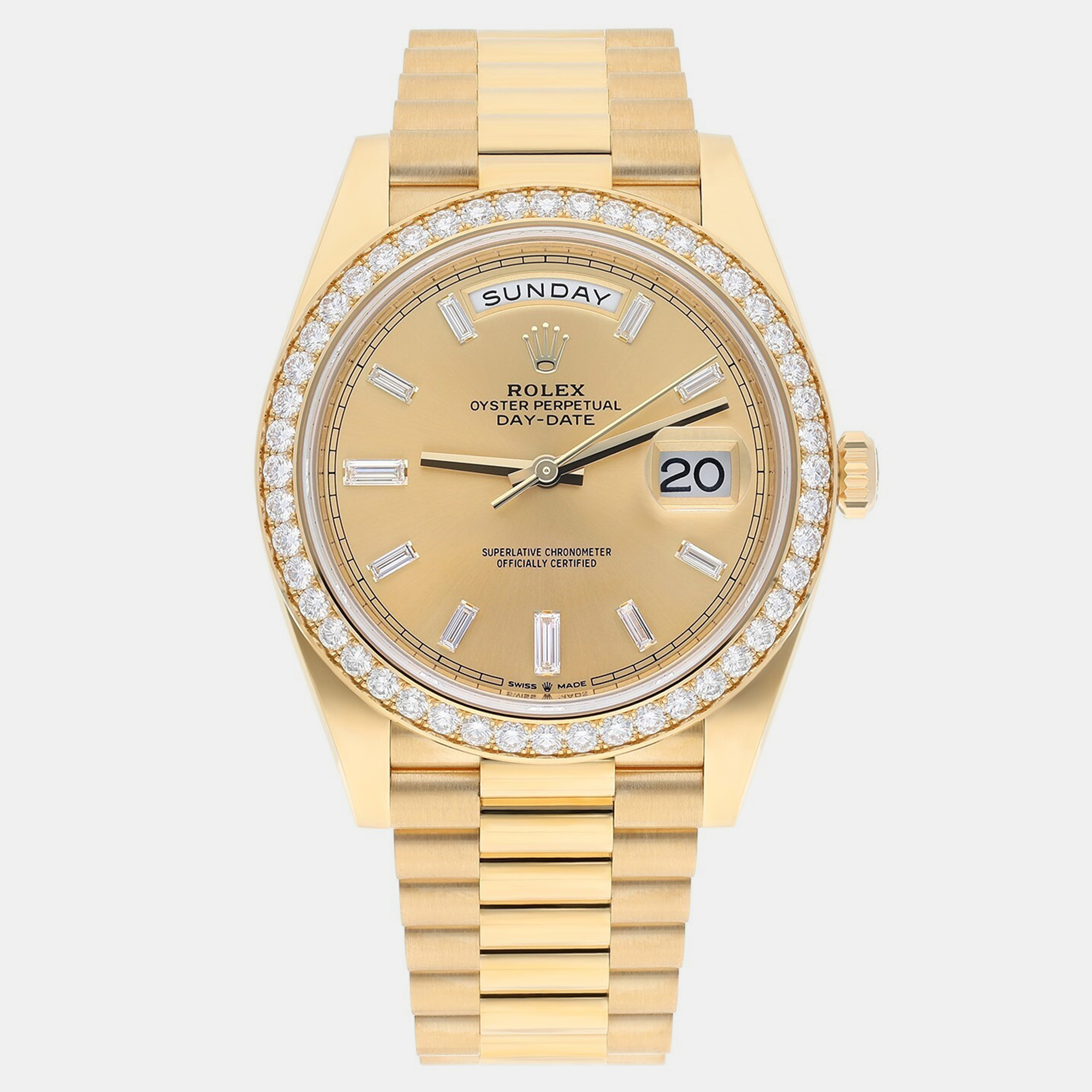 

Rolex Day-Date 228348RBR Automatic Champagne 18k Yellow Gold Men's Wristwatch 40 mm