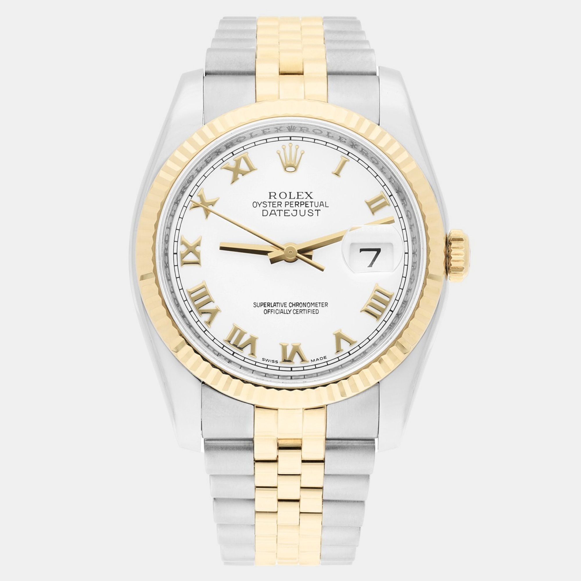 

Rolex Datejust 116233 Automatic White 18k Yellow Gold Stainless Steel Men's Wristwatch 36 mm