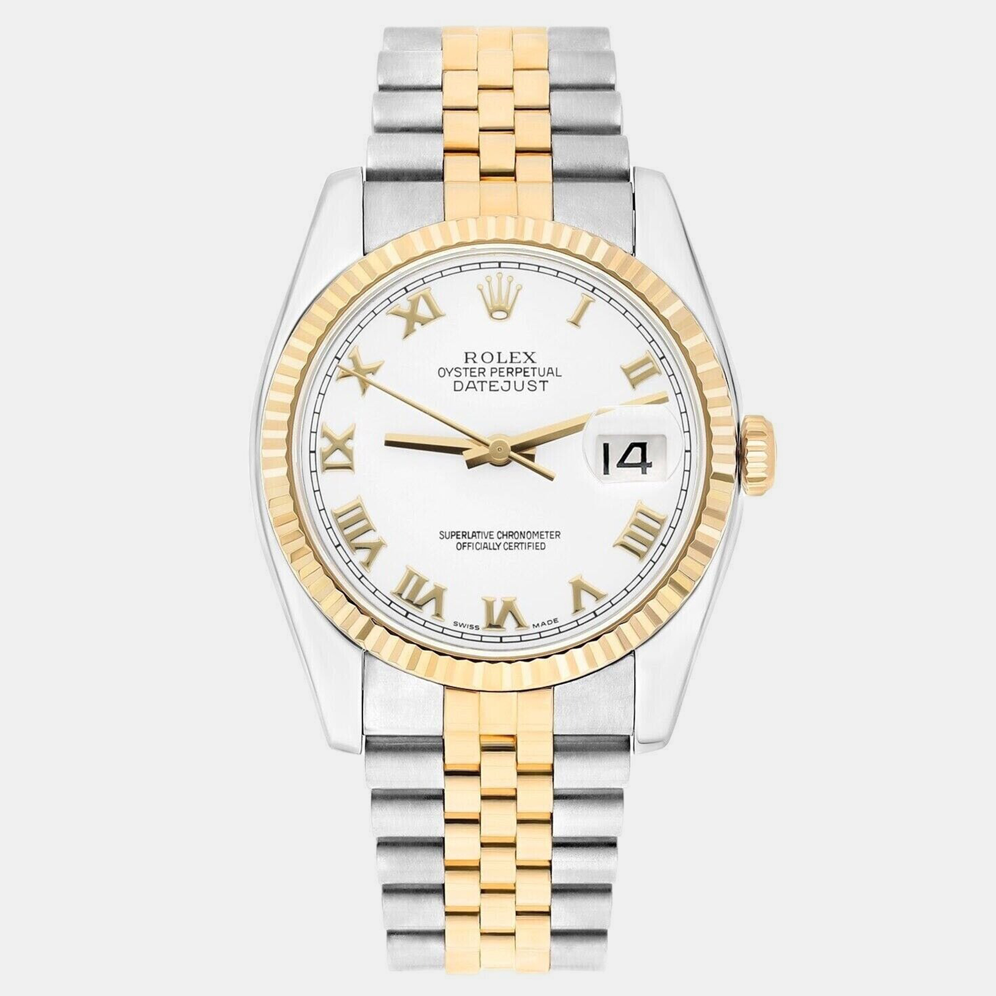 

Rolex Datejust 116233 Automatic White 18k Yellow Gold Stainless Steel Men's Wristwatch 36 mm