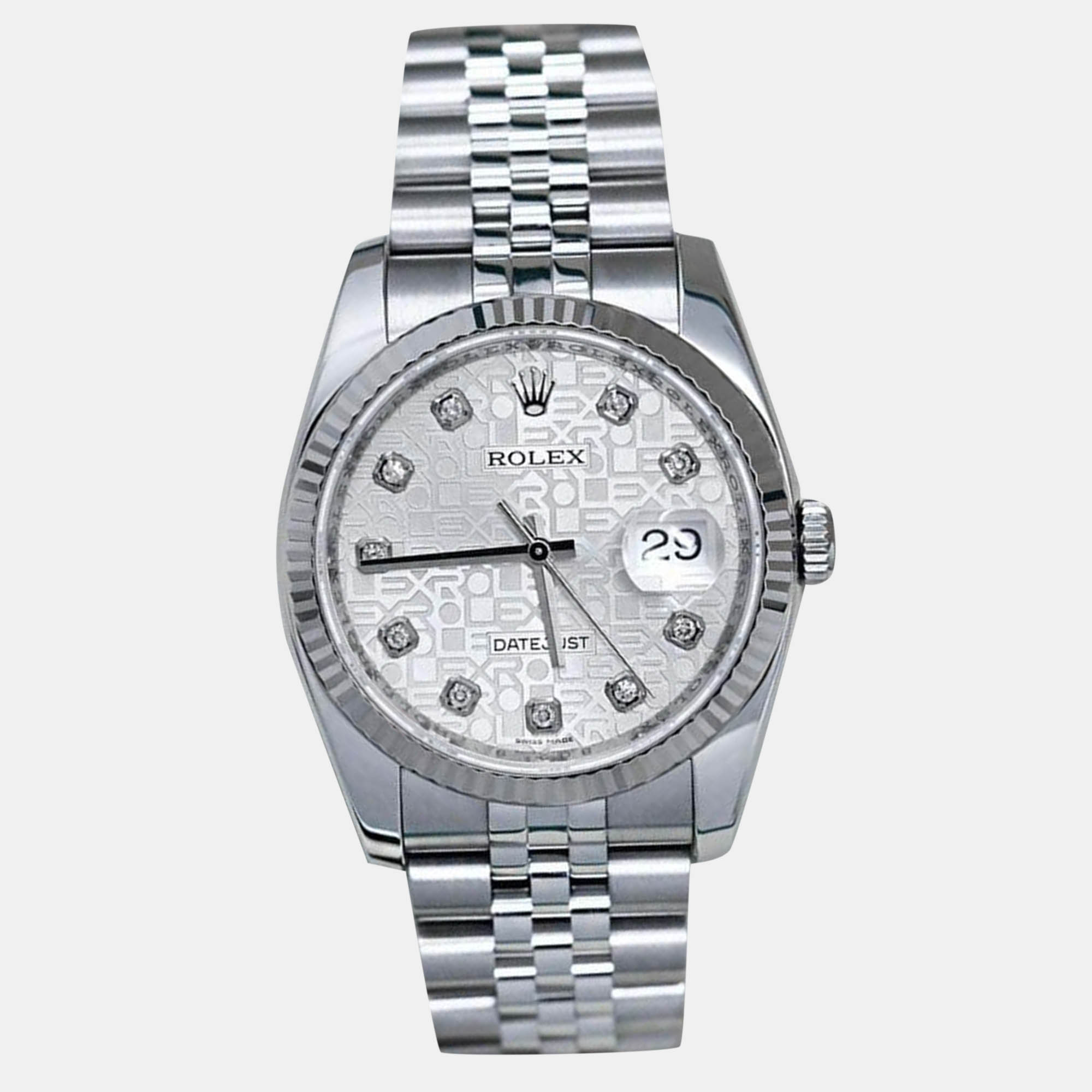 

Rolex Datejust 116234 Automatic Silver 18k White Gold Stainless Steel Diamond Men's Wristwatch 36 mm
