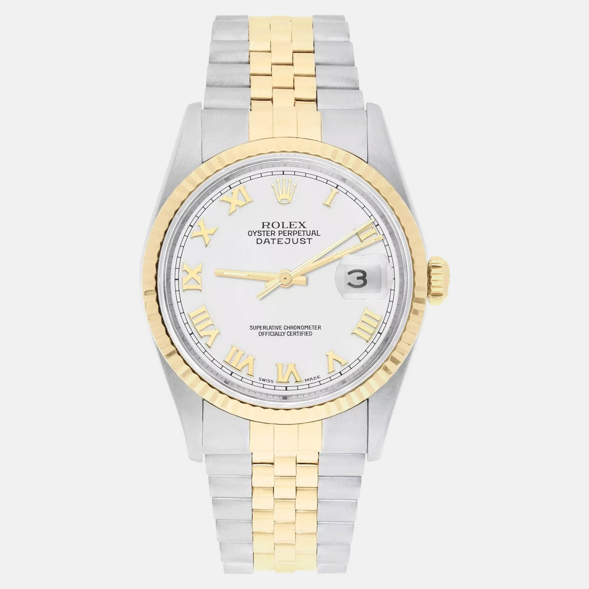 

Rolex Datejust 16233 Automatic White 18k Yellow Gold Stainless Steel Men's Wristwatch 36 mm