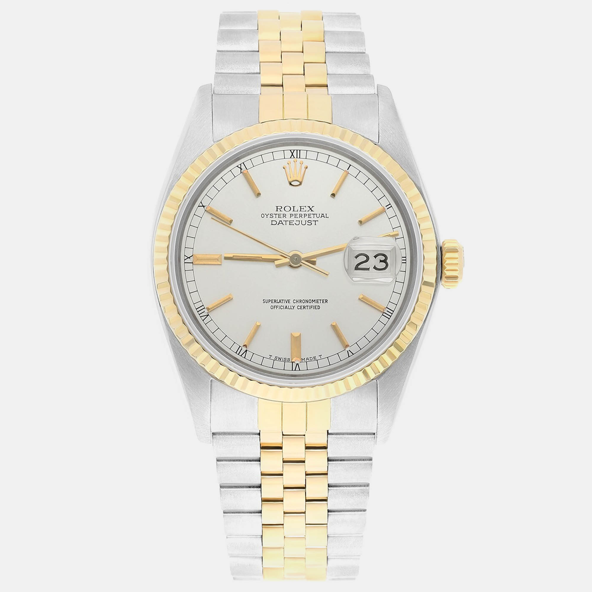 

Rolex Datejust 16013 Automatic Silver 18k Yellow Gold Stainless Steel Men's Wristwatch 36 mm