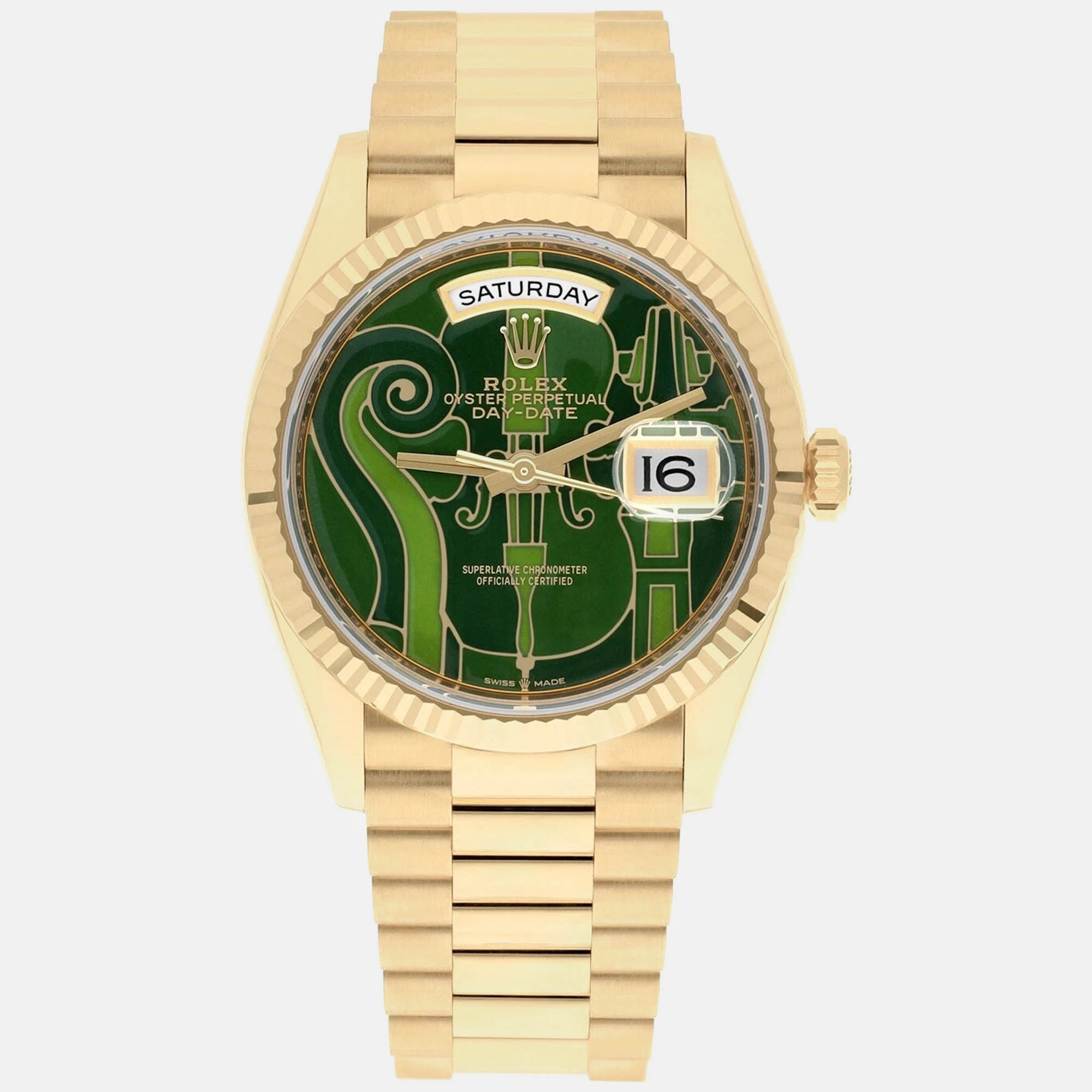 

Rolex Day-Date 128238 Automatic Green 18k Yellow Gold Men's Wristwatch 36 mm