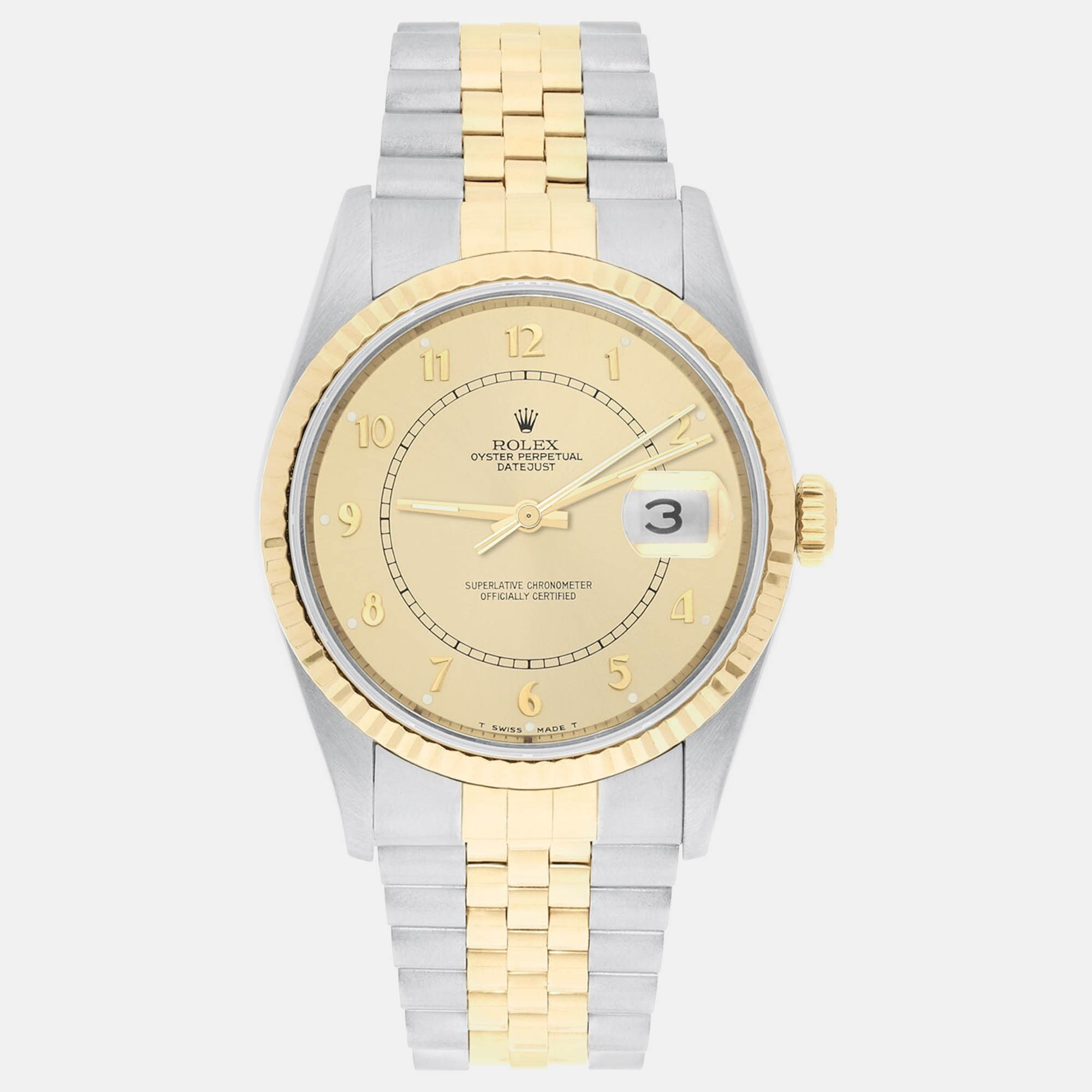 

Rolex Datejust 16233 Automatic Champagne 18k Yellow Gold Stainless Steel Men's Wristwatch 36 mm
