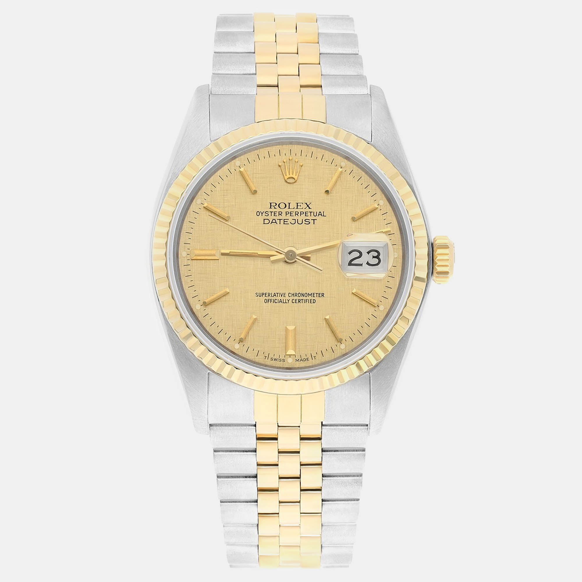

Rolex Datejust 16013 Automatic Champagne 18k Yellow Gold Stainless Steel Men's Wristwatch 36 mm
