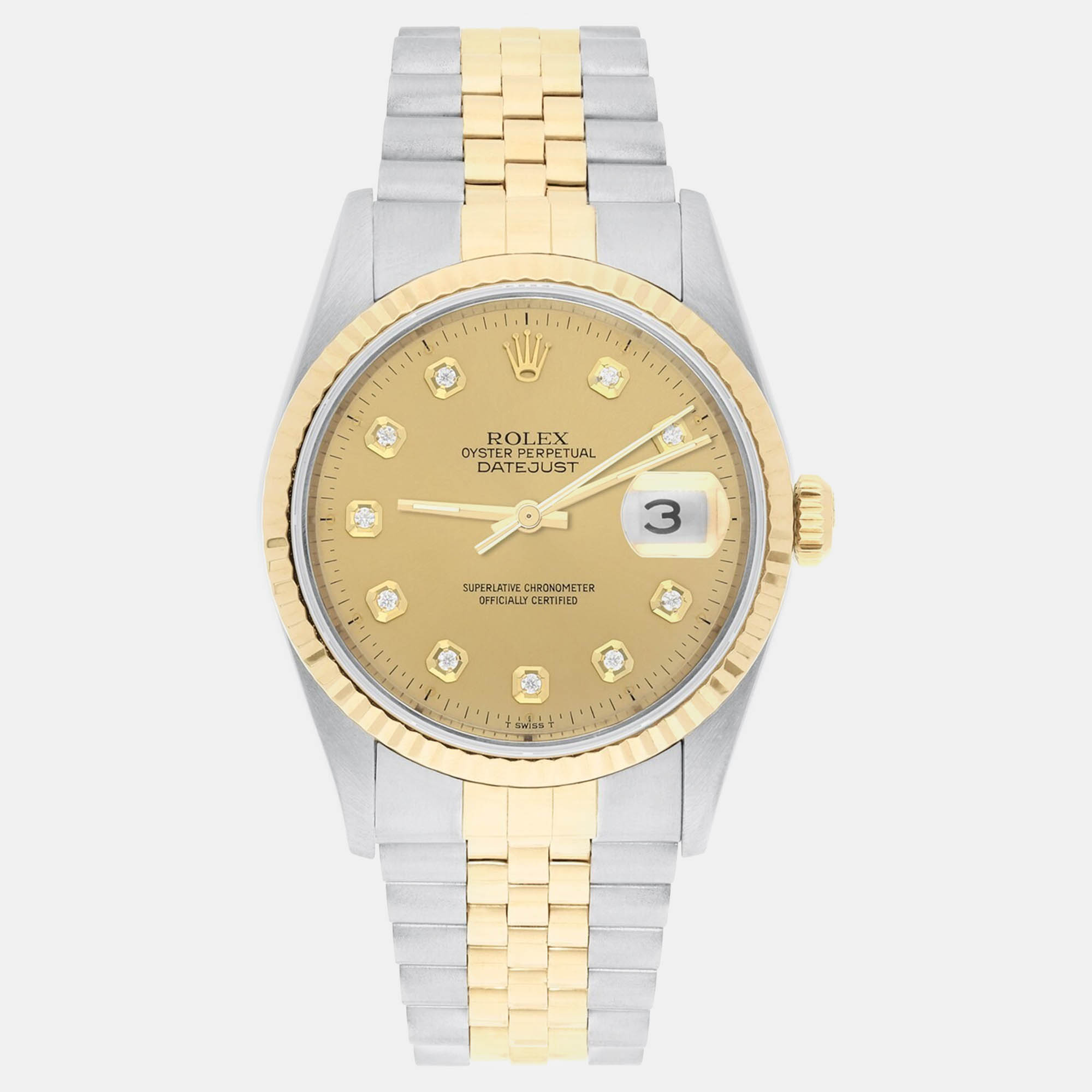 

Rolex Datejust 16233 Automatic Champagne 18k Yellow Gold Stainless Steel Men's Wristwatch 36 mm