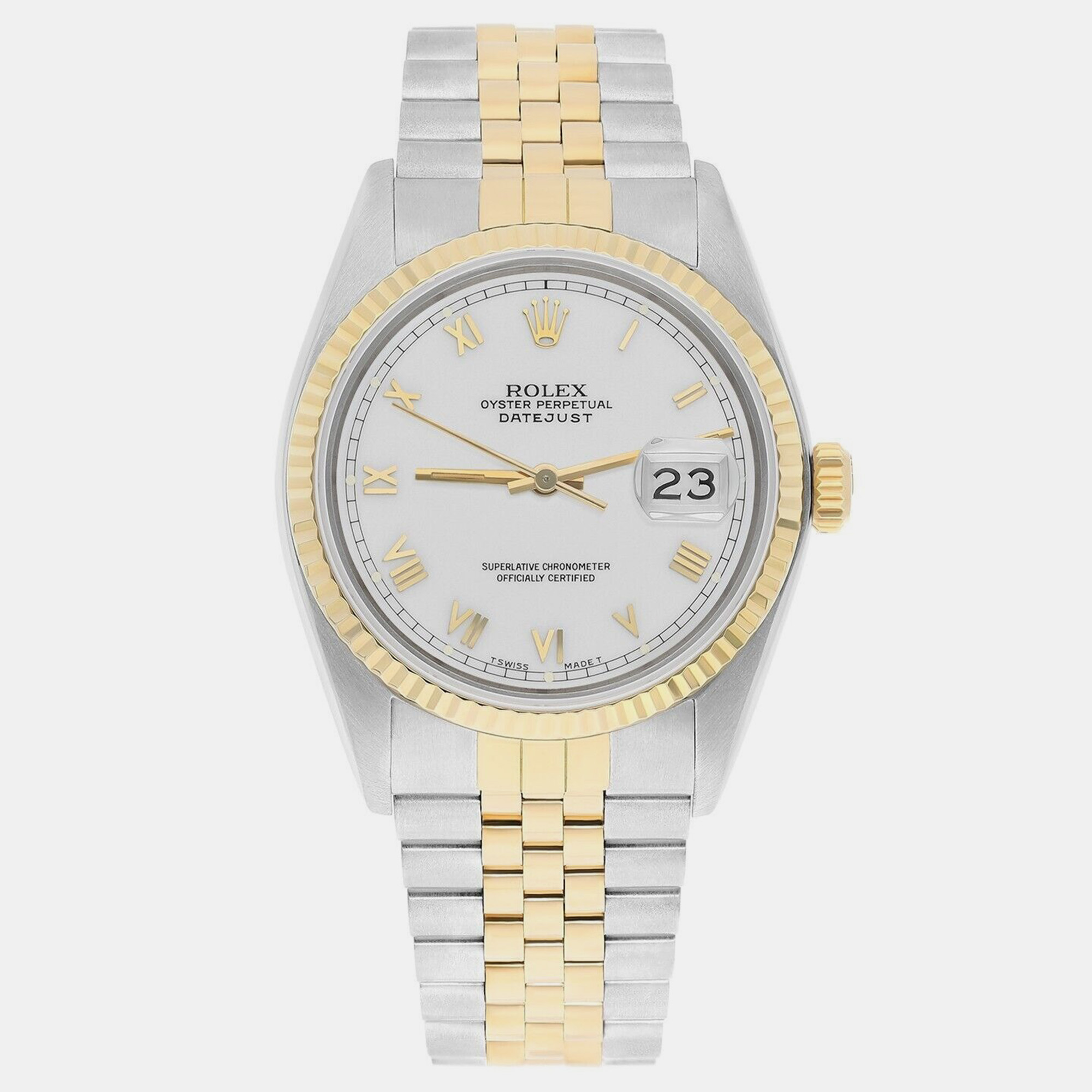 

Rolex Datejust 16013 Automatic White 18k Yellow Gold Stainless Steel Men's Wristwatch 36 mm