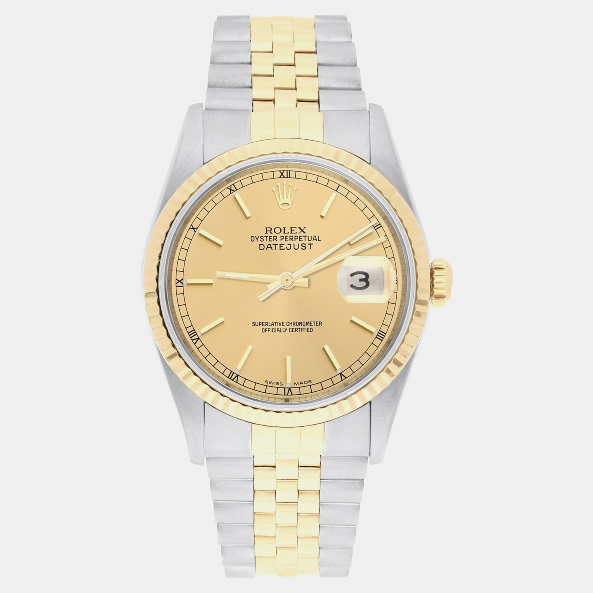 

Rolex Datejust 16233 Automatic Champagne 18k Yellow Gold Stainless Steel Men's Wristwatch 36 mm