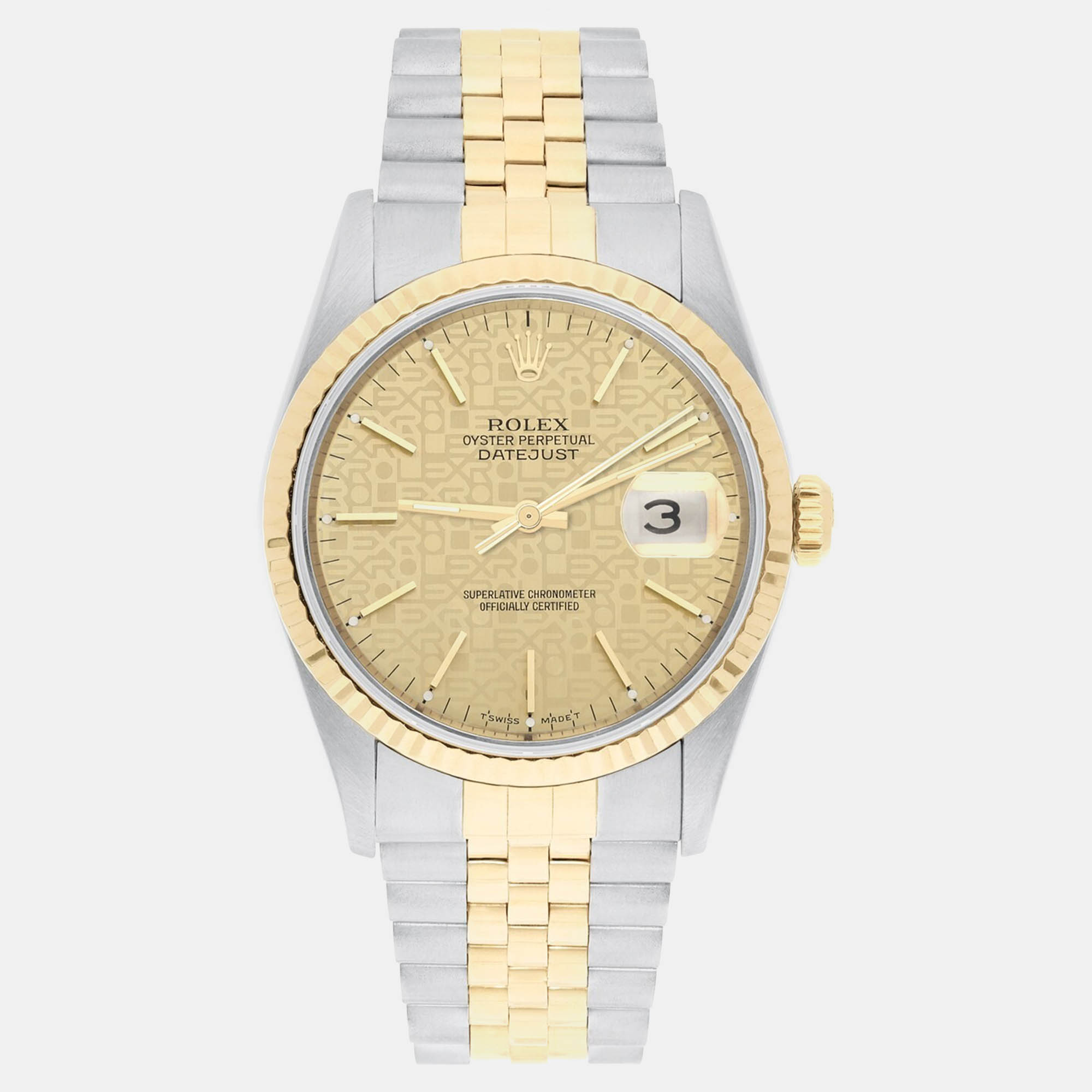 

Rolex Datejust 16233 Automatic Champagne 18k Yellow Gold Stainless Steel Men's Wristwatch 36 mm