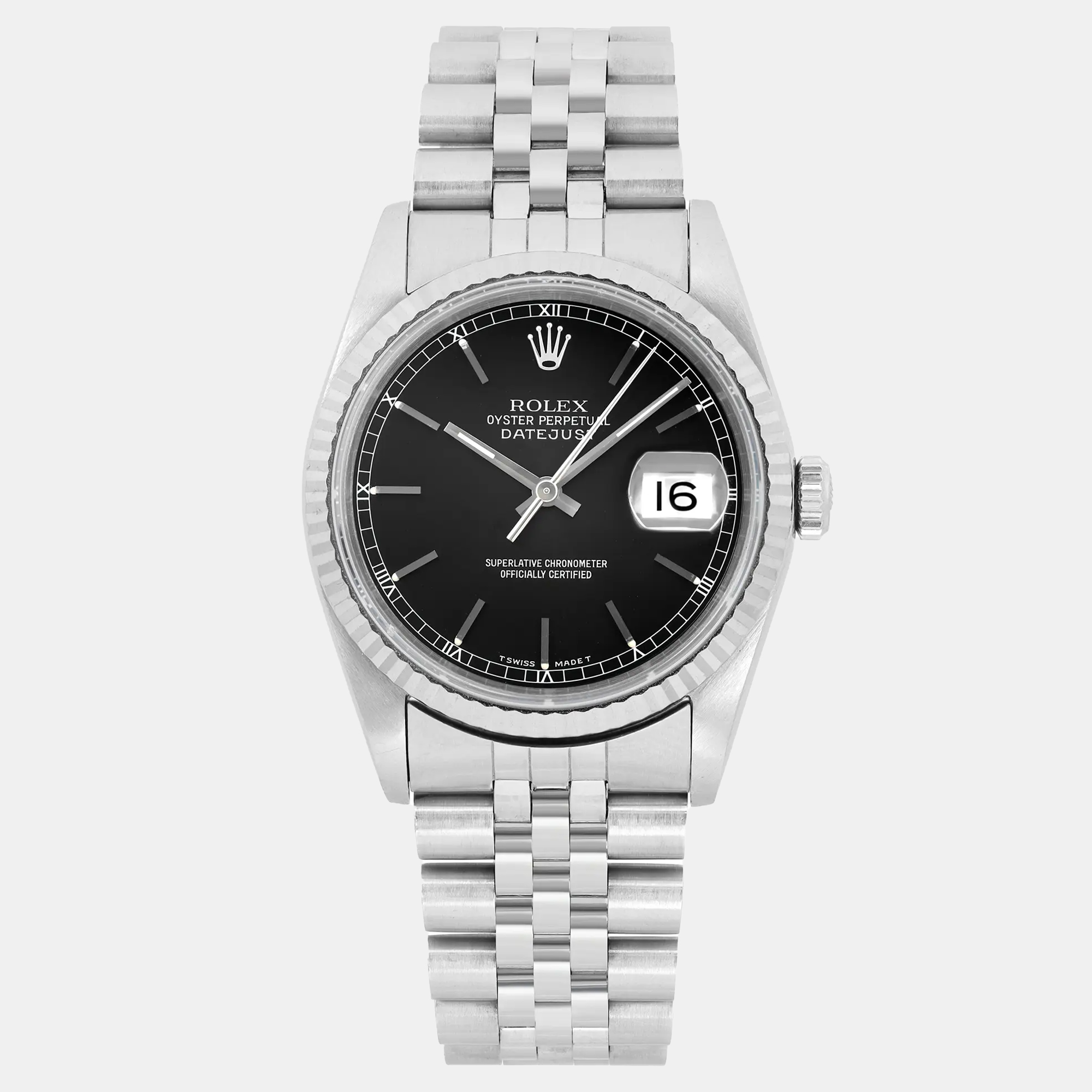 

Rolex Datejust 16234 Automatic Black Dial Stainless Steel Men's Wristwatch 36 mm