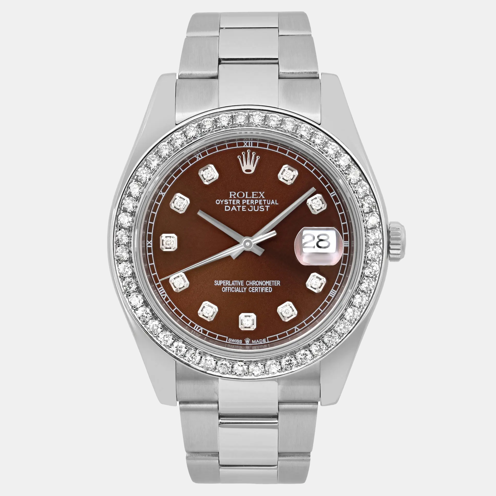 

Rolex Datejust II 116300 Automatic 1.5Ct Customised Brown Diamond Stainless Steel Men's Wristwatch 41 mm