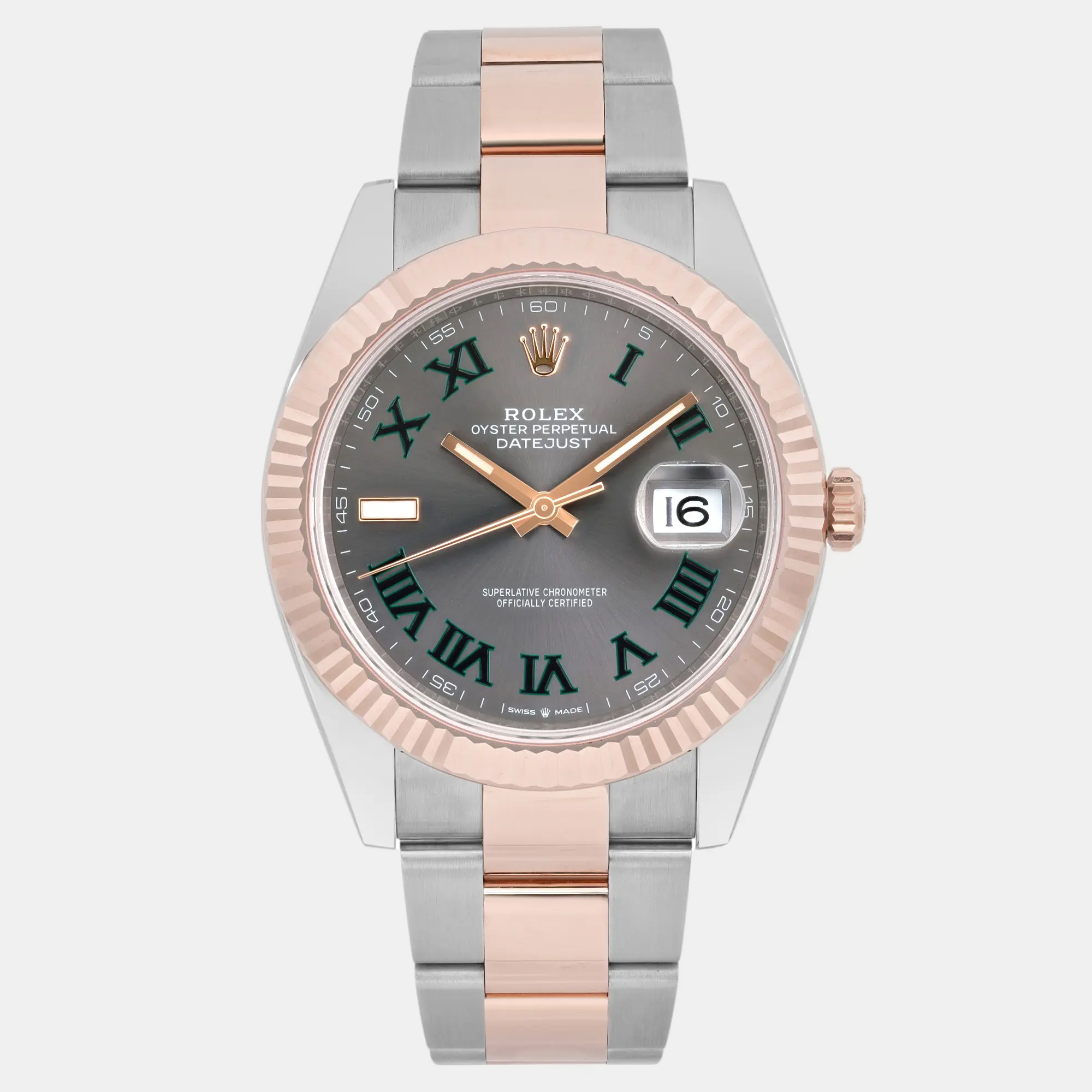 

Rolex Datejust 126331 Automatic Wimbledon Dial Stainless Steel 18K Rose Gold Men's Wristwatch 41 mm, Grey
