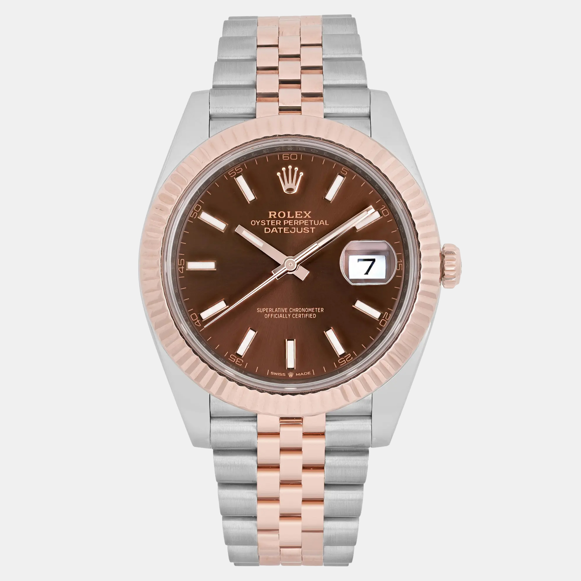 

Rolex Datejust 126331 Automatic Chocolate Dial Stainless Steel 18k Rose Gold Men's Wristwatch 41 mm, Brown
