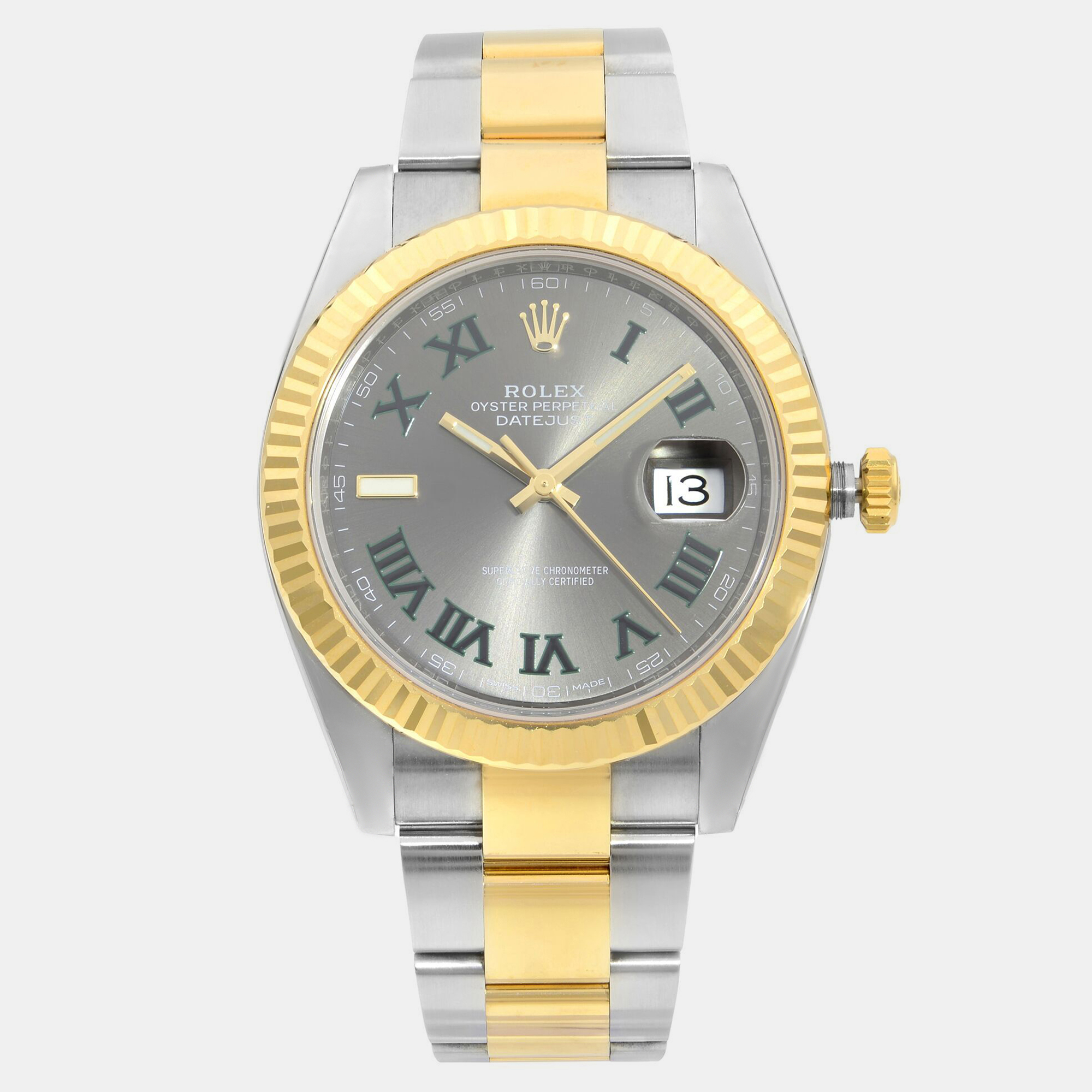 

Rolex Datejust 126333 Automatic Slate Wimbledon Dial 18K Yellow Gold Stainless Steel Men's Wristwatch 41 mm, Grey