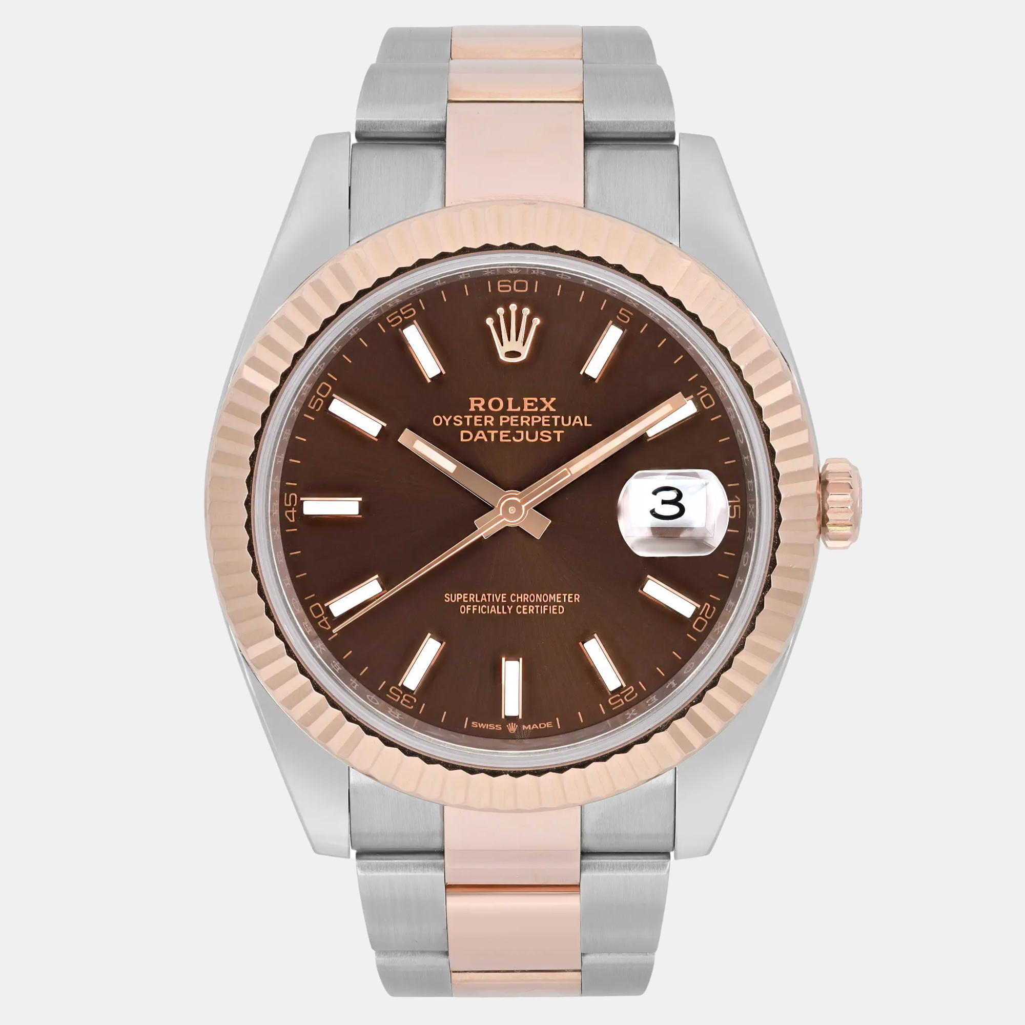 

Rolex Datejust 126331 Automatic Chocolate Dial 18K Rose Gold Stainless Steel Men's Wristwatch 41 mm, Brown