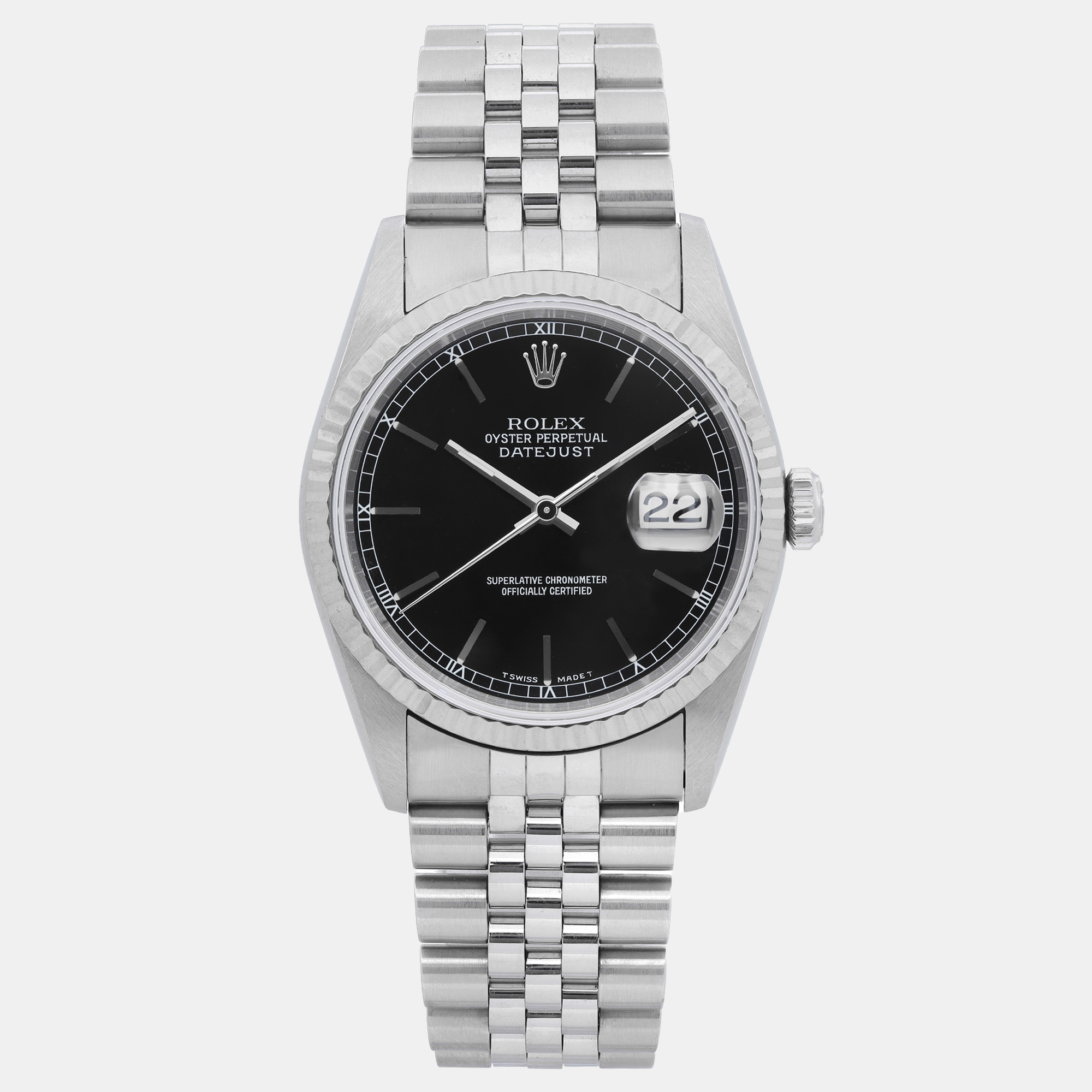 

Rolex Datejust 16234 Automatic Black Dial 18K White Gold Stainless Steel Men's Wristwatch 36 mm