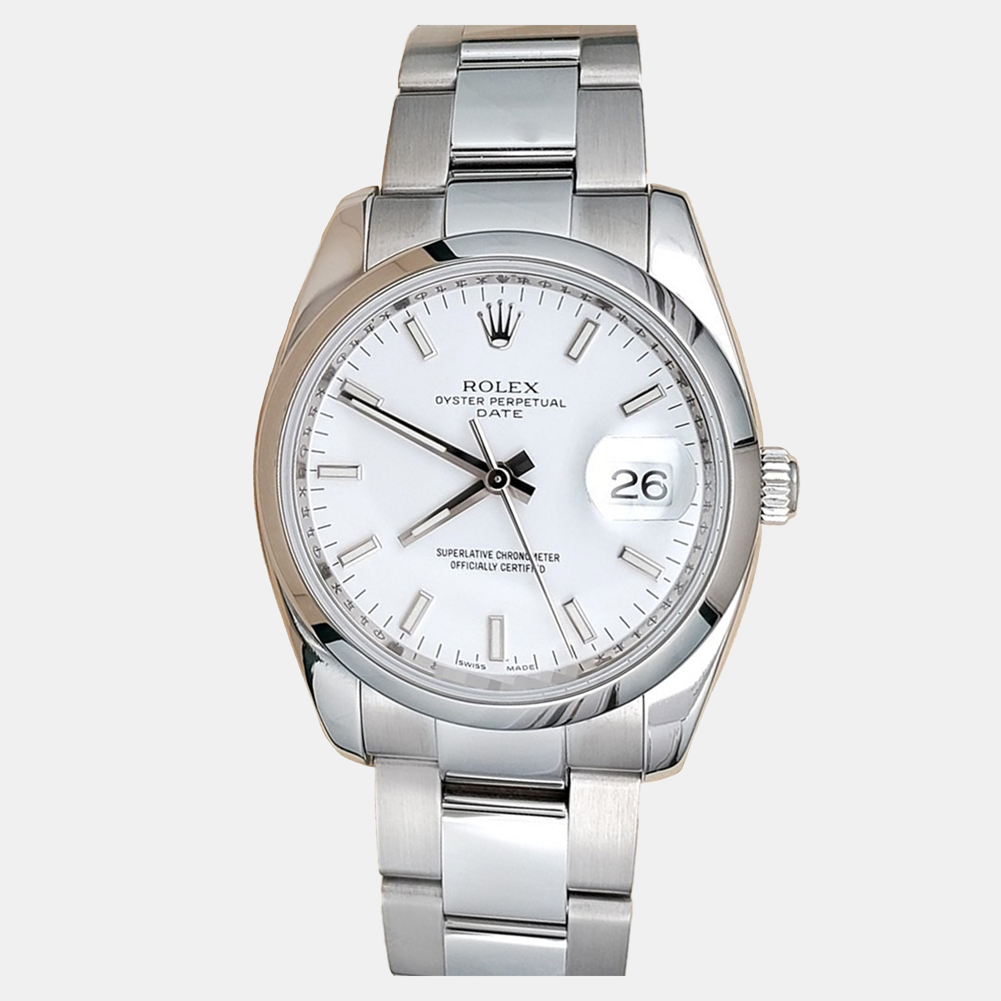 

Rolex Oyster Perpetual 115200 Automatic White Stainless Steel Men's Wristwatch 34 mm