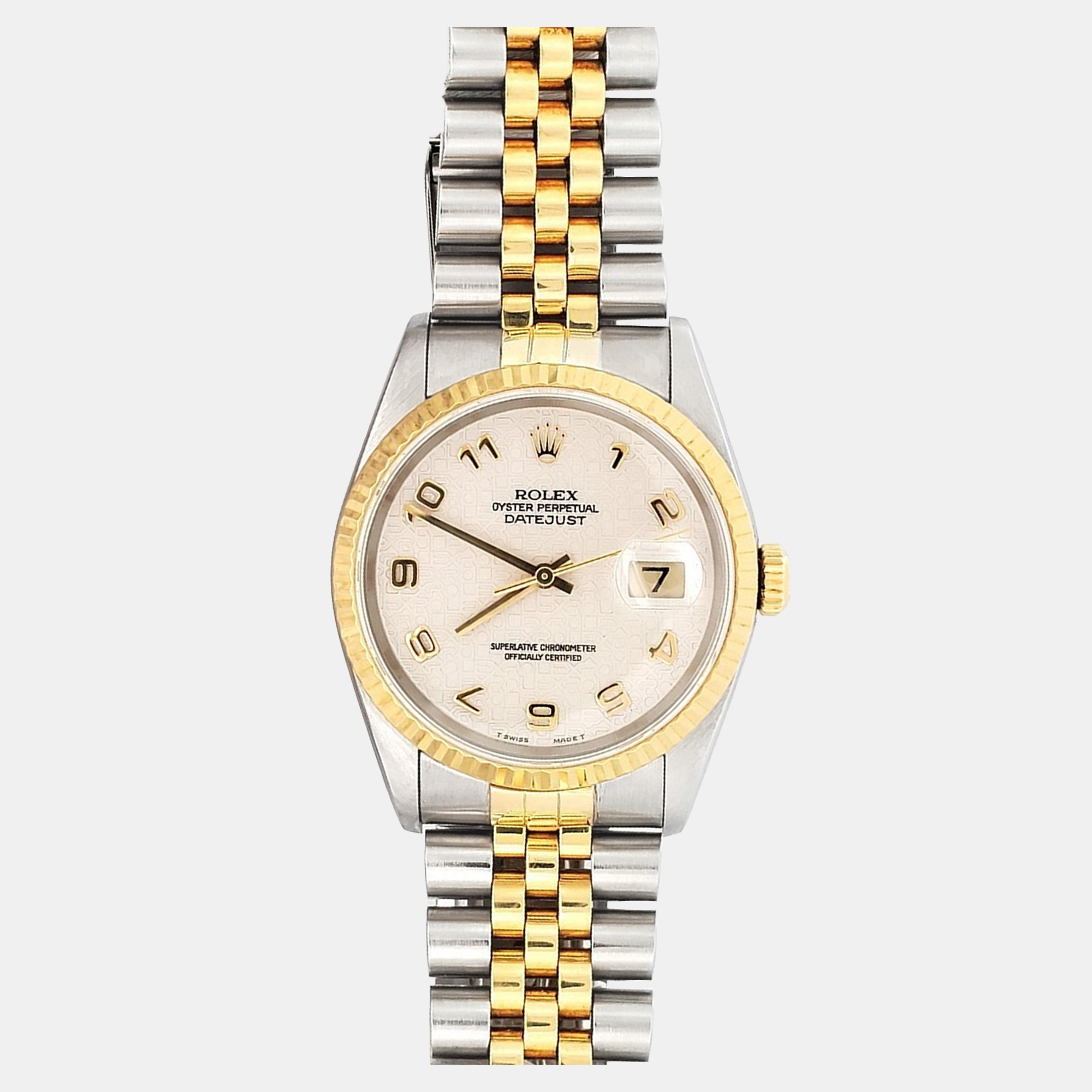 

Rolex Datejust 16233 Automatic Cream 18k Yellow Gold Stainless Steel Men's Wristwatch 36 mm