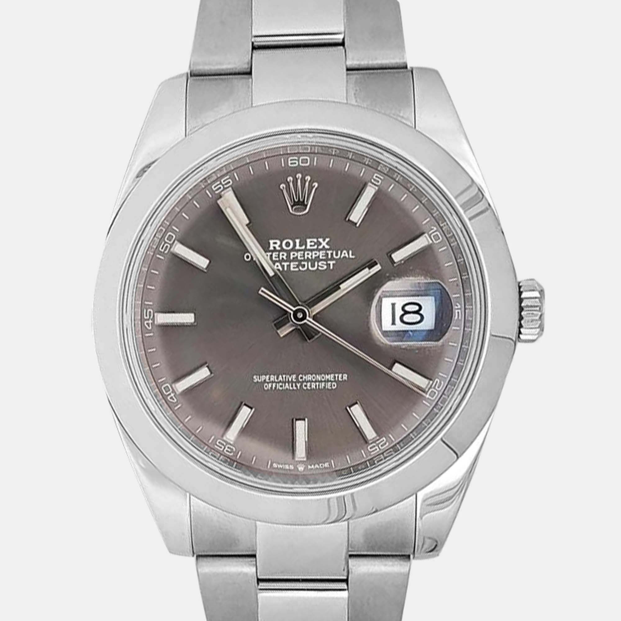 

Rolex Datejust 126300 Automatic Rhodium Stainless Steel Men's Wristwatch 41 mm, Grey