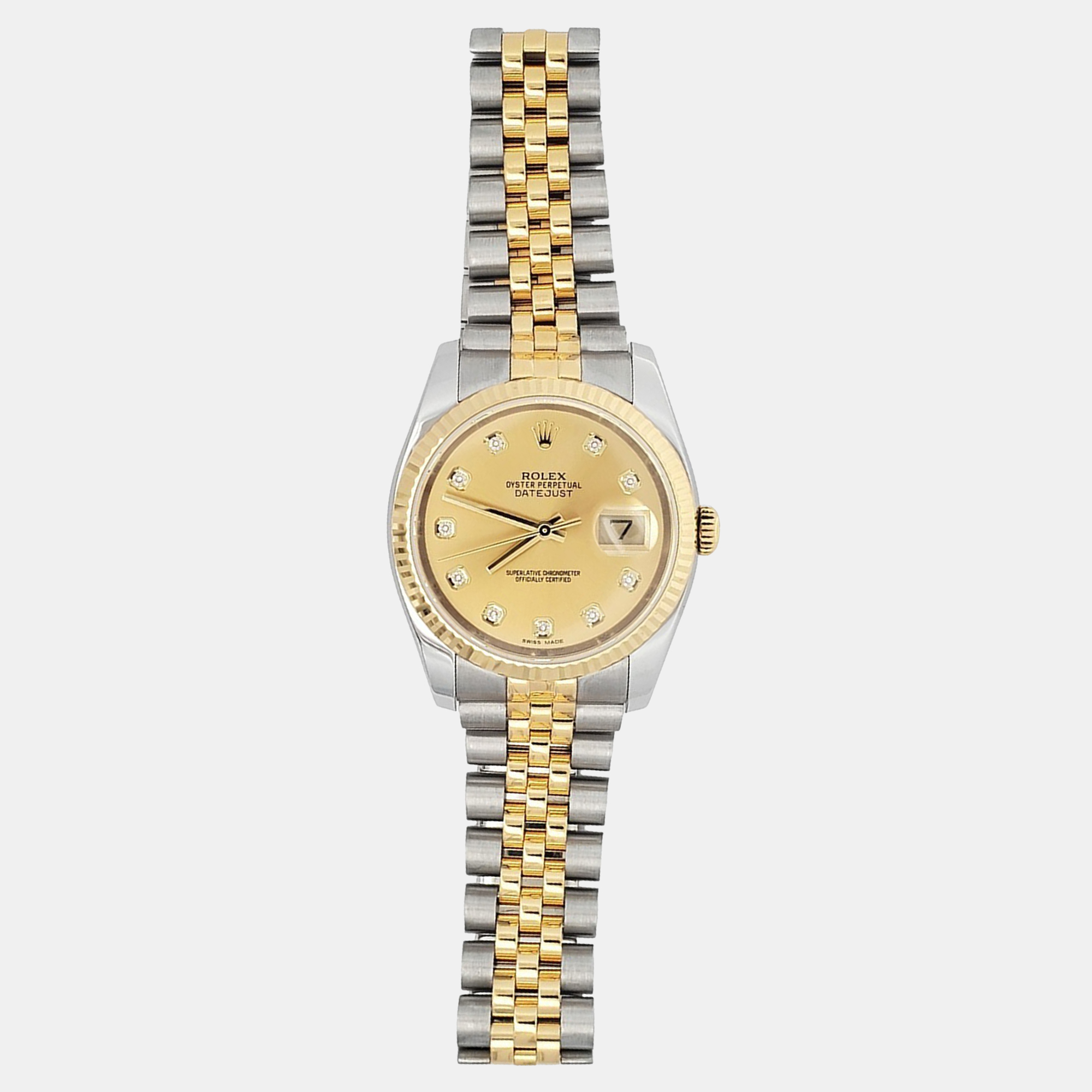 

Rolex Datejust 116233 Automatic Champagne Diamond 18k Yellow Gold Stainless Steel Men's Wristwatch 36 mm