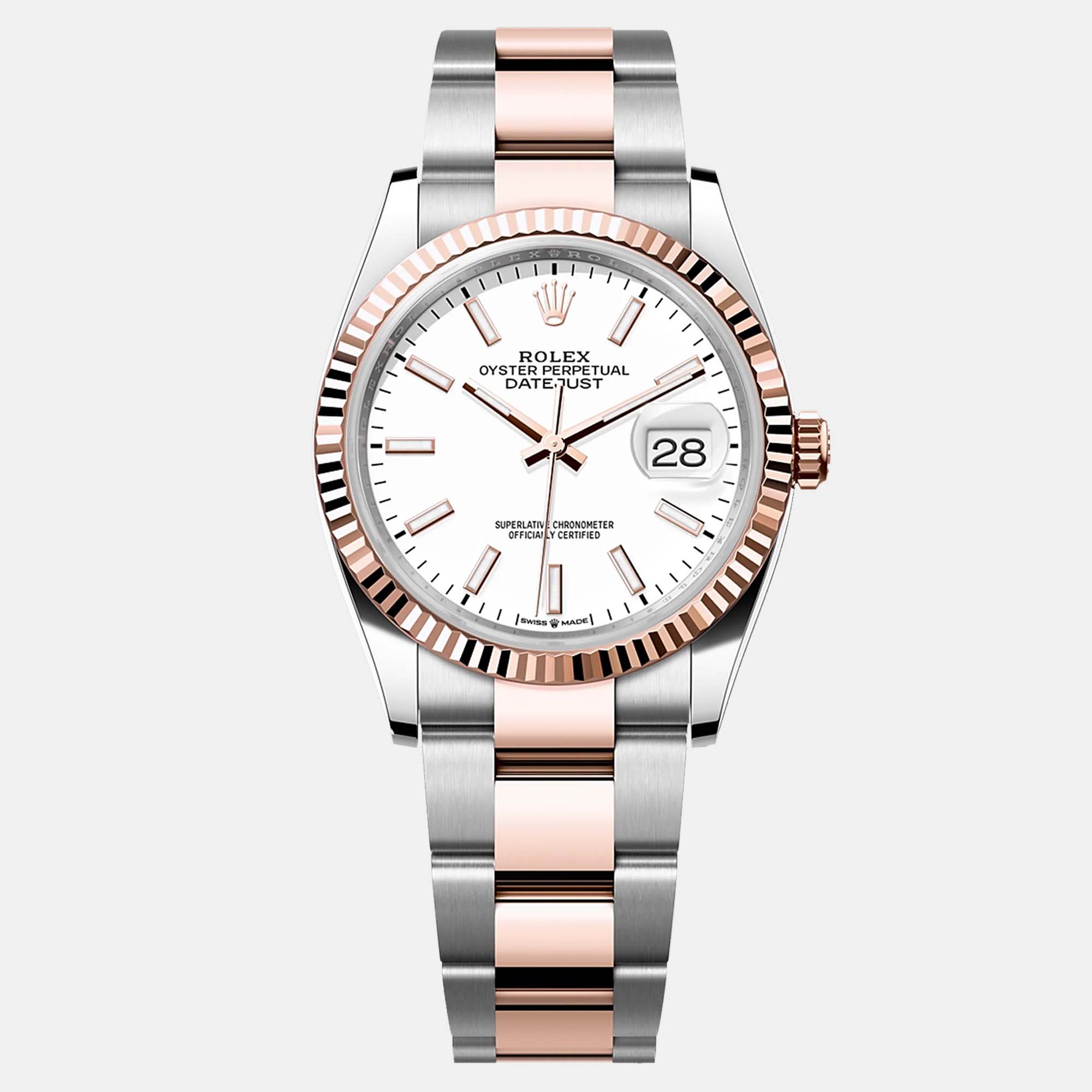 

Rolex Datejust 126231 Automatic White 18K Rose Gold Stainless Steel Men’s Wristwatch 36 mm