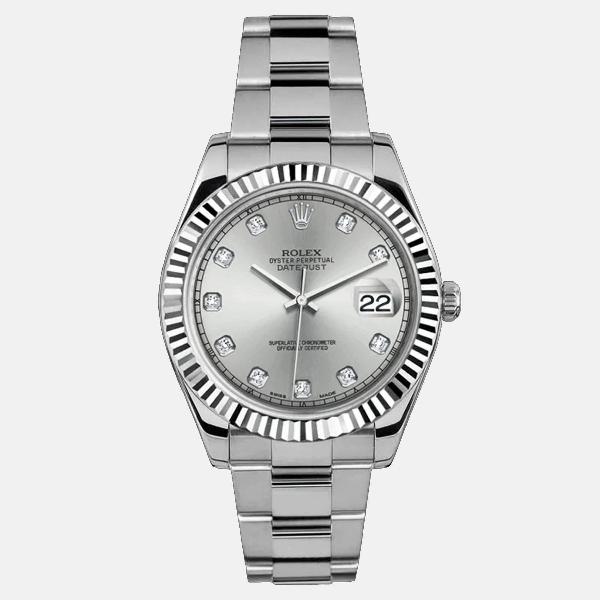 

Rolex Datejust 116334 Automatic Silver Diamond 18K White Gold Stainless Steel Men’s Wristwatch 41 mm