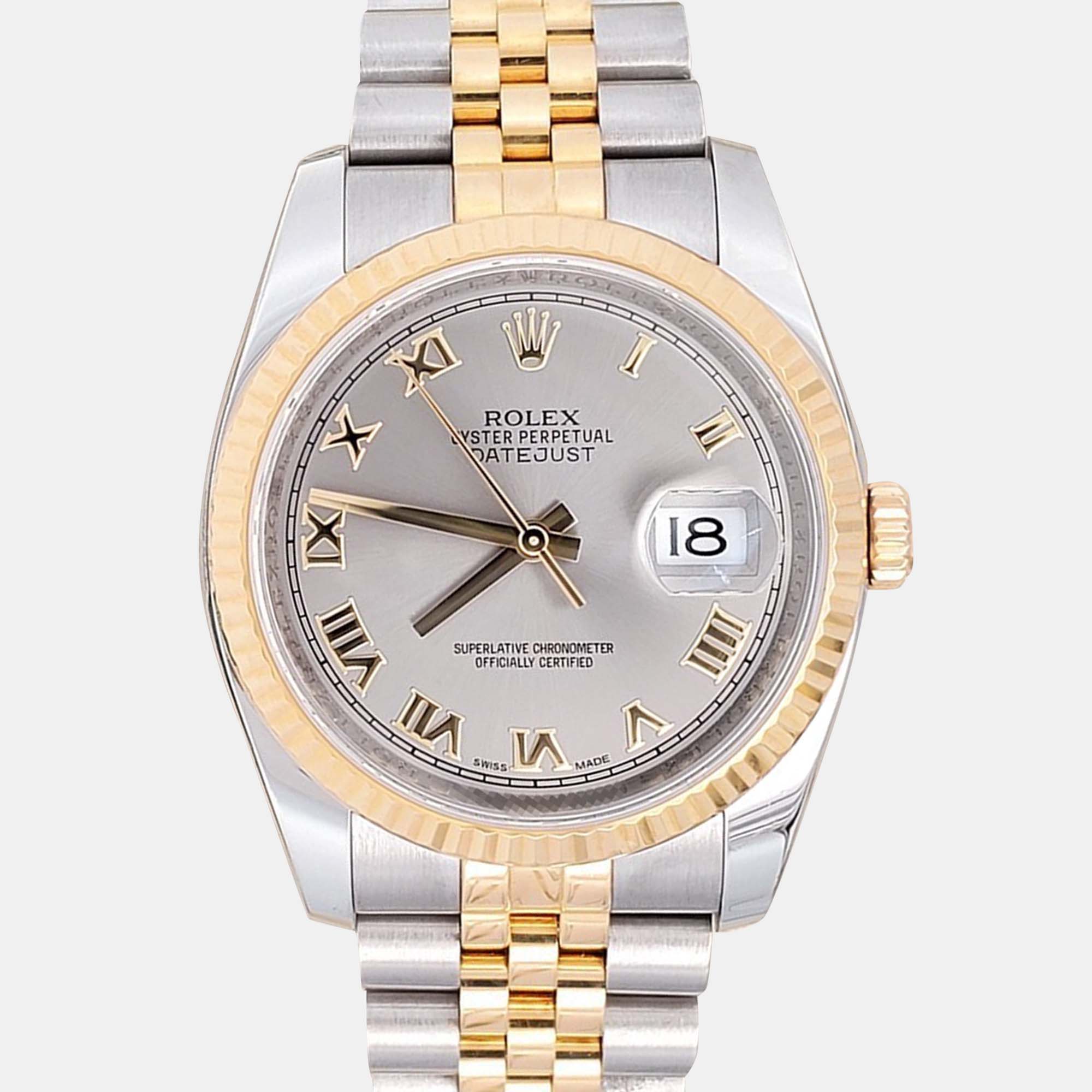 

Rolex Datejust 116233 Automatic Slate 18K Yellow Gold Stainless Steel Men's Wristwatch 36 mm, Grey