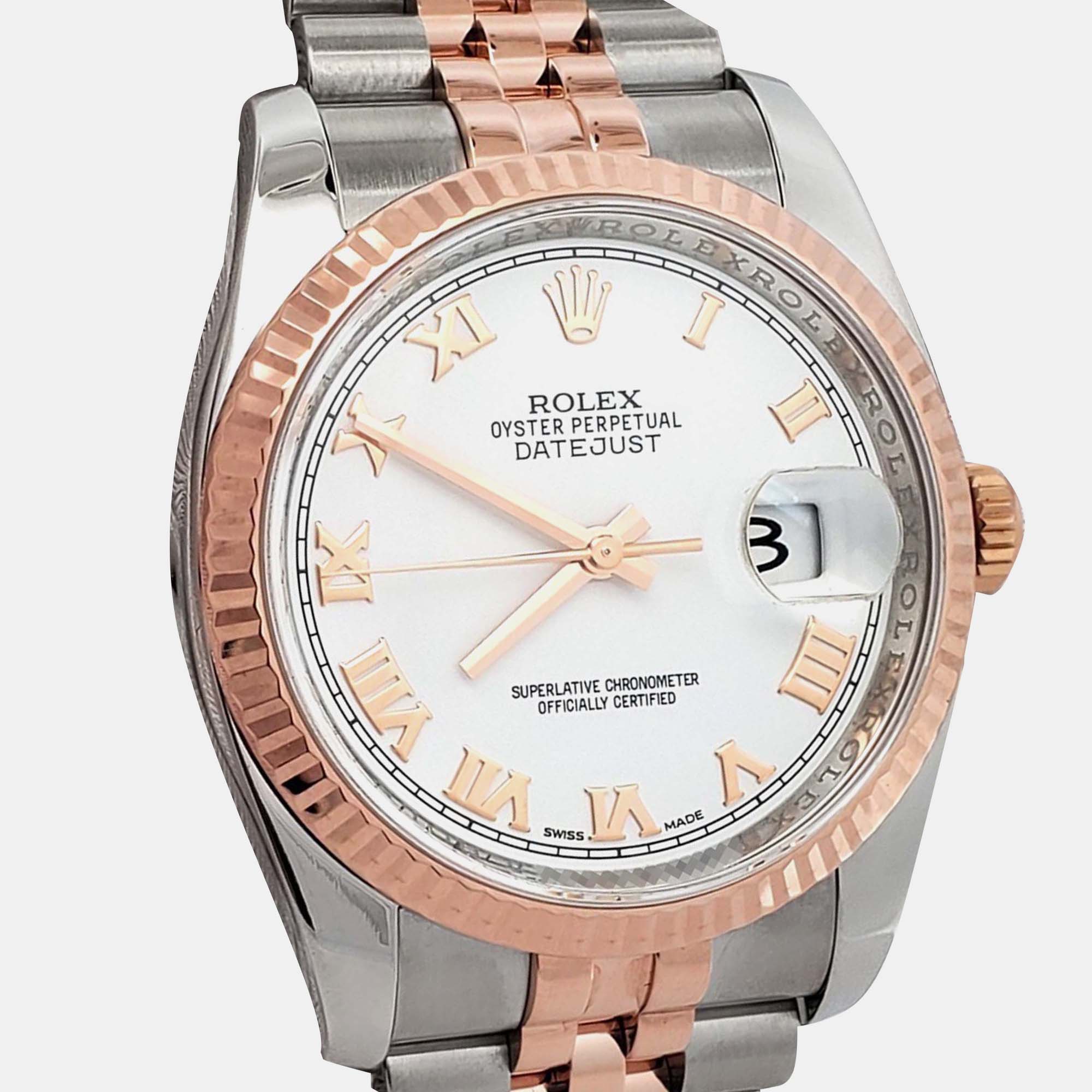

Rolex Datejust 116231 Automatic White 18K Rose Gold Stainless Steel Men’s Wristwatch 36 mm