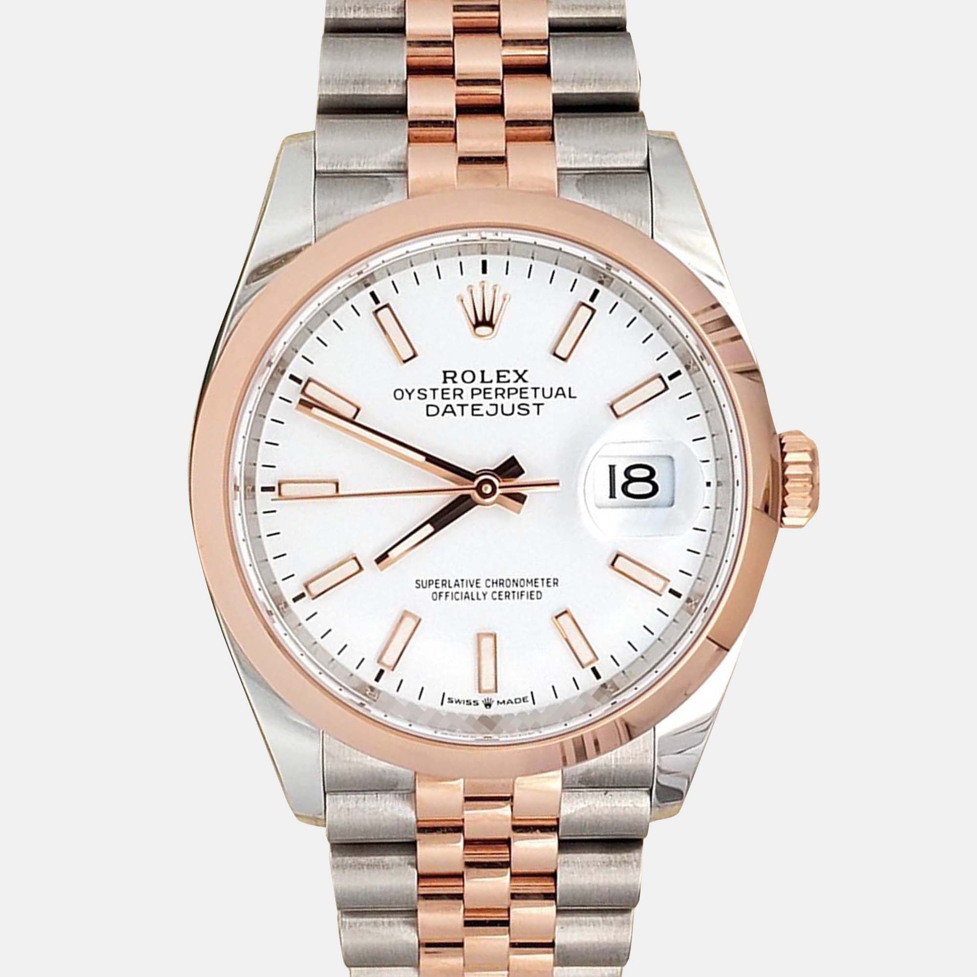 

Rolex Datejust 126201 Automatic White 18K Rose Gold Stainless Steel Men’s Wristwatch 36 mm